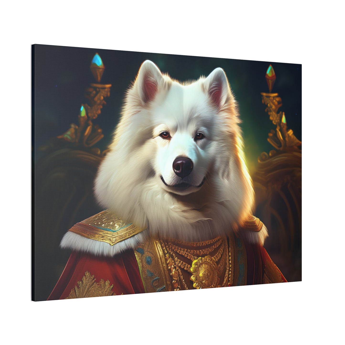 Regal Samoyed Canvas Art, Pet Wall Decor, Dog Portrait, Unique Home Decor, Animal Lover Gift, Noble Canine Wall Art