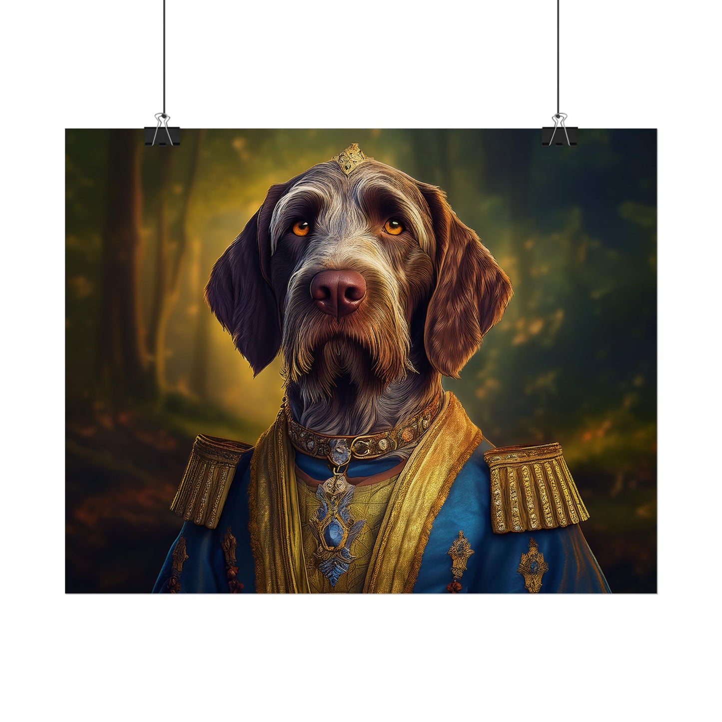 German Wirehaired Pointer Renaissance Pet Portrait Print, Pointer, Dog Lover Wall Art, Dog Memorial Gift, wall art, wall print, dog print