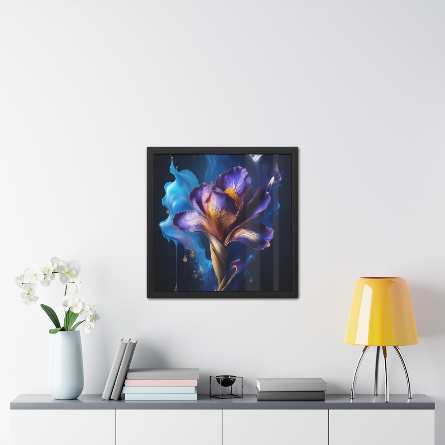 Abstract Floral Iris Square Framed Print | Style 1 | Wall Print | Wall Art