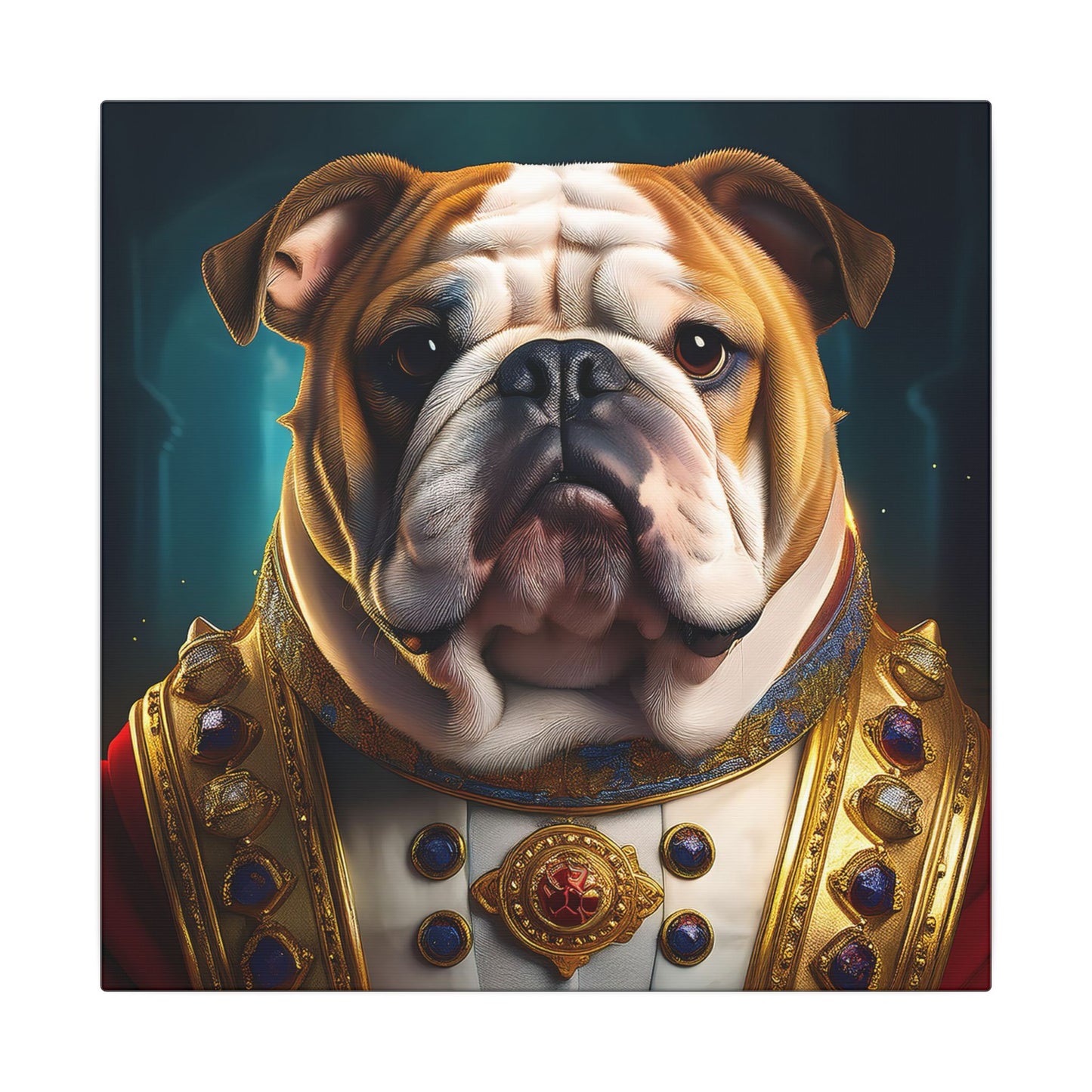 English Bulldog Pet Portrait Renaissance - Canvas, wall art, wall print, dog portrait, dog art