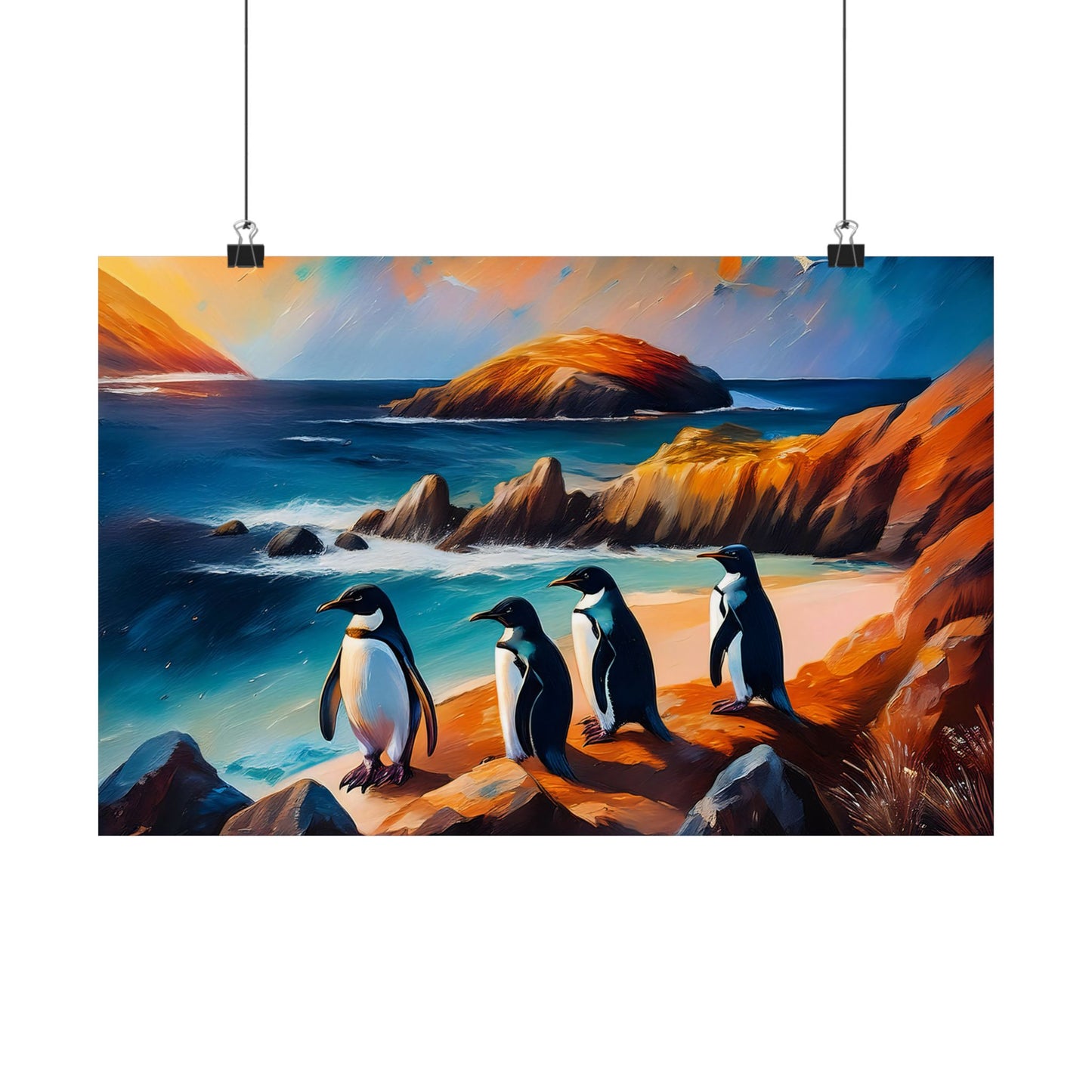Phillip Island Little Penguins Australia Wall Art | Vibrant Wall Print | Unique Painting Print | Style 2 | Wall Art | Wall Print