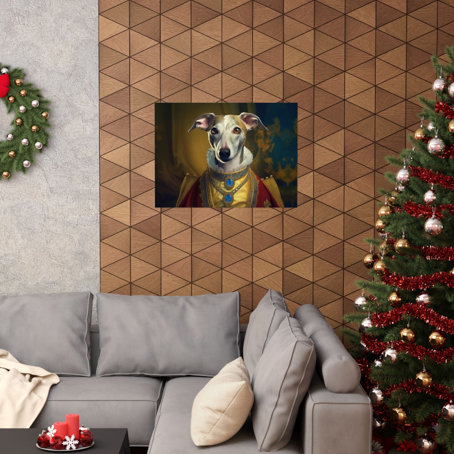 Whippet Dog Renaissance Pet Portrait Print, Whippet Art, Canine Decor, Dog Memorial Gift, wall print, wall art