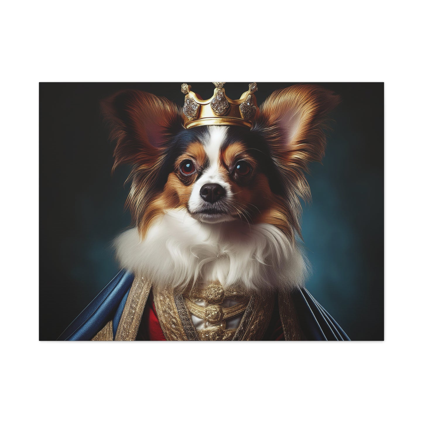 Papillon Pet Portrait Renaissance on Canvas, wall art, wall print, dog portrait, dog art