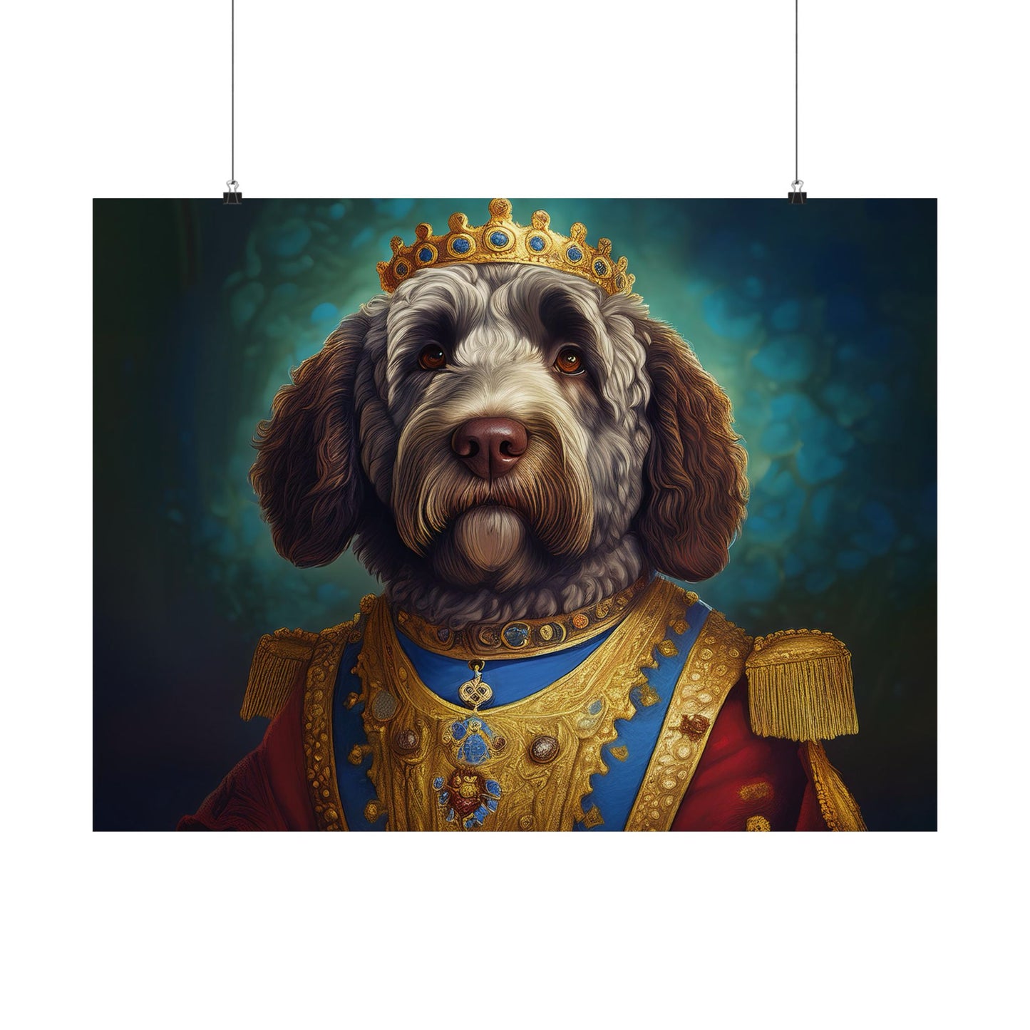 Portuguese Water Dog Renaissance Portrait Art Print, Wall Decor Gift, Animal Lover Home Decor, Dog Wall Art