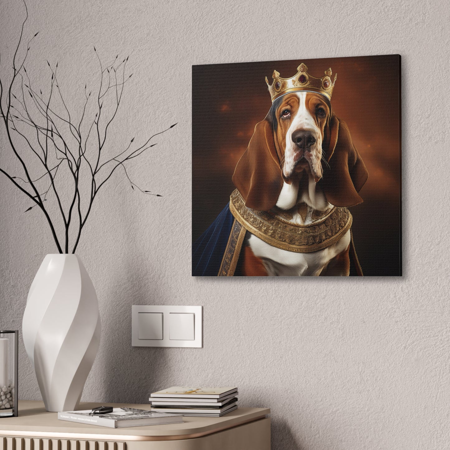 Basset Hound Renaissance Pet Portrait on Canvas | Wall art | wall print | Dog Art