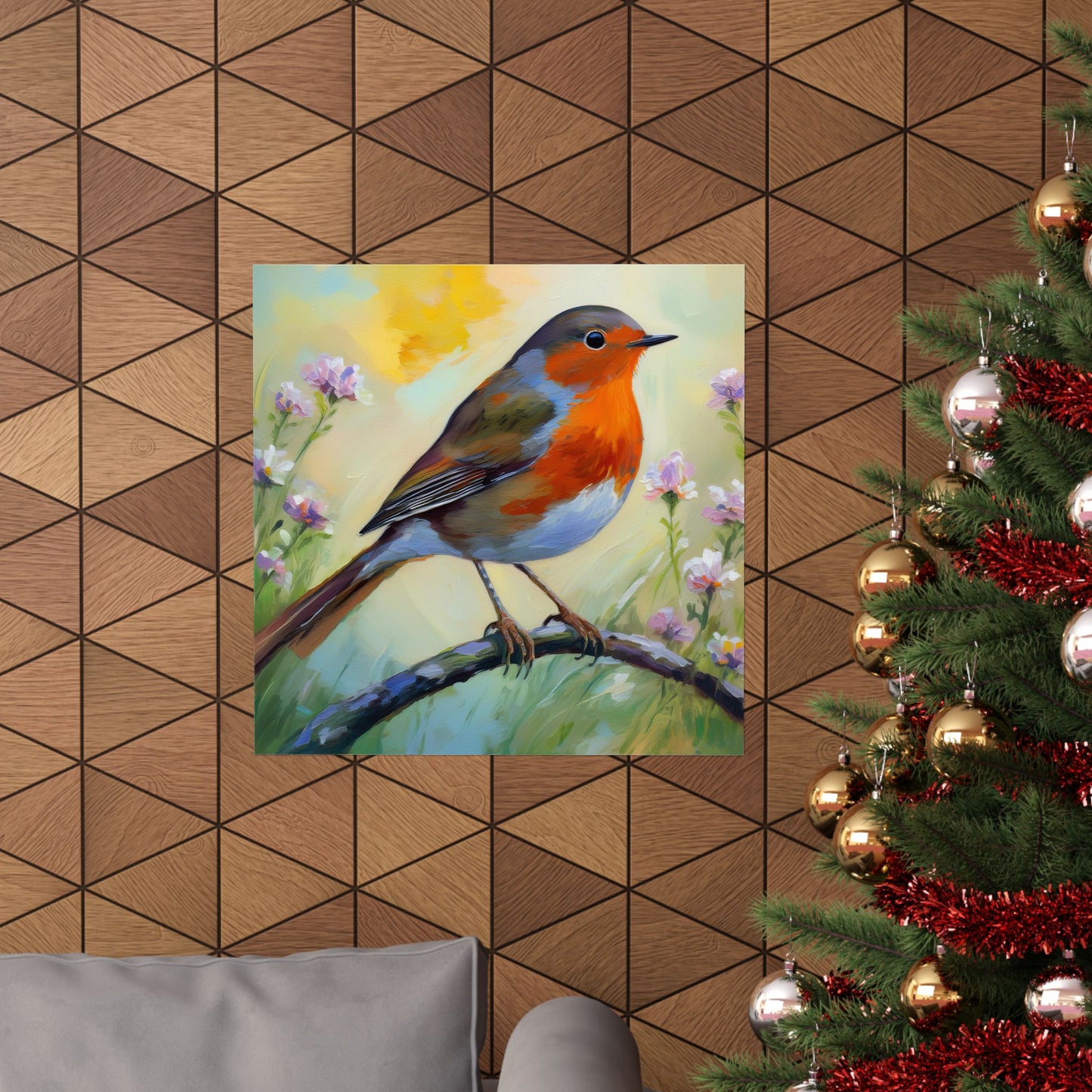 American Robin Bird Oil Painting Print | Wall Print | Wall Art | Bird Art