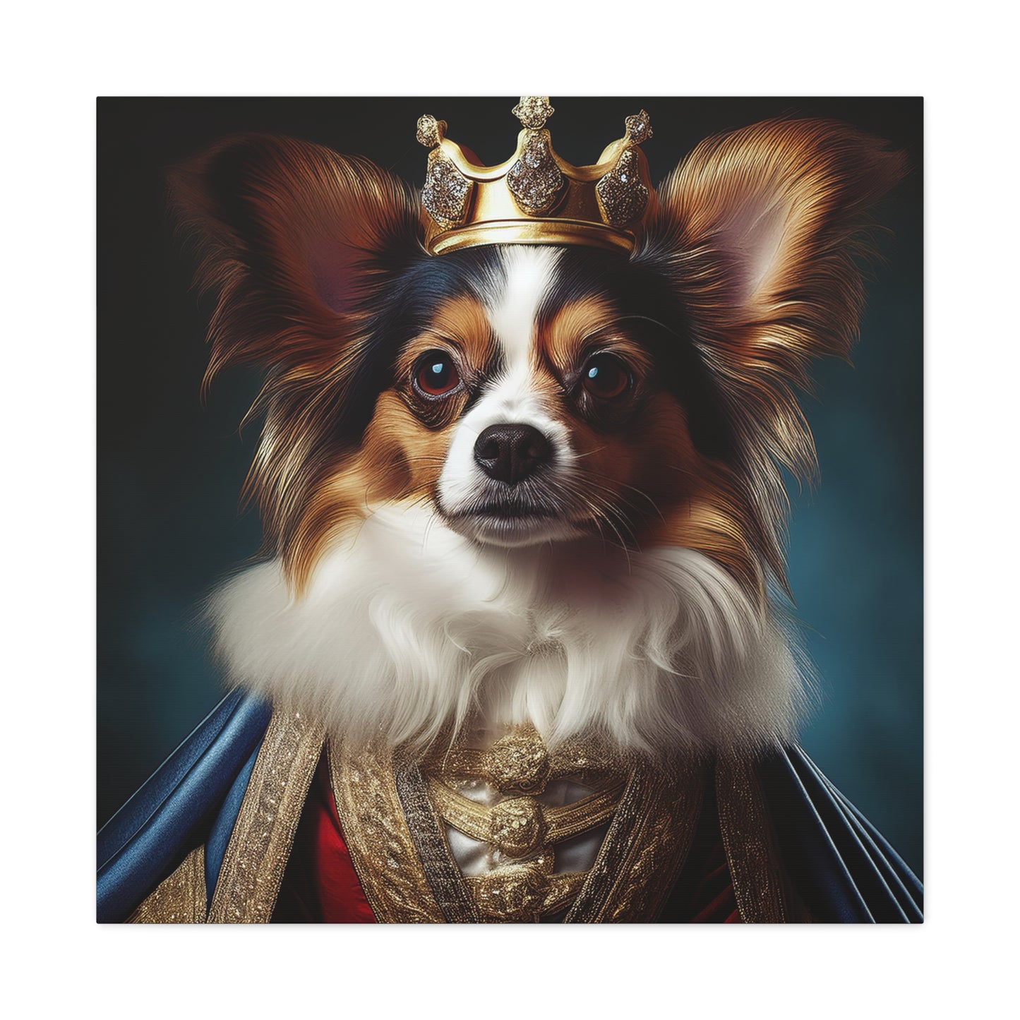 Papillon Pet Portrait Renaissance on Canvas, wall art, wall print, dog portrait, dog art