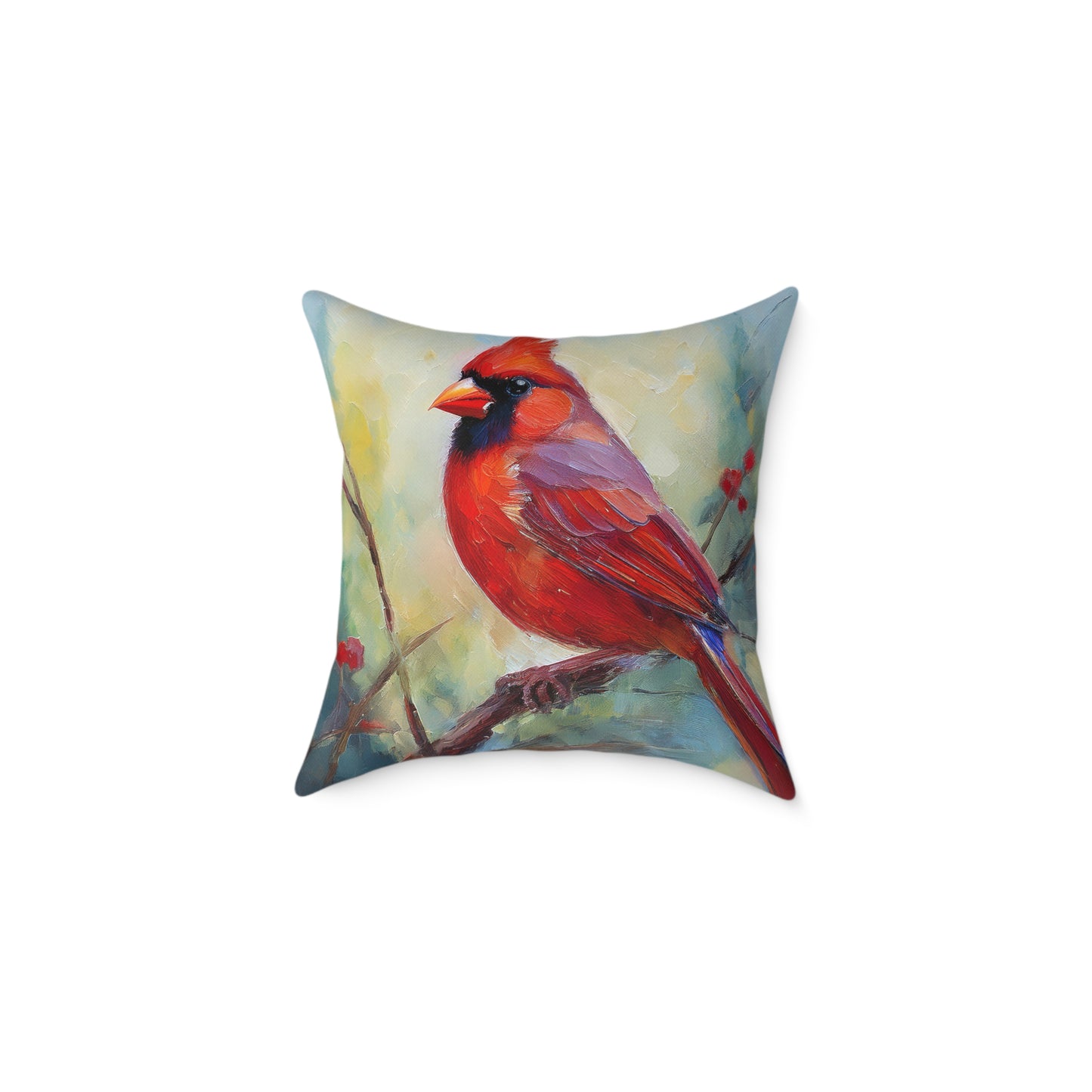 Vibrant Red Cardinal Pillow, Nature Decor, Home Accent, Gift for Bird Lovers, Cozy Living Room Cushion