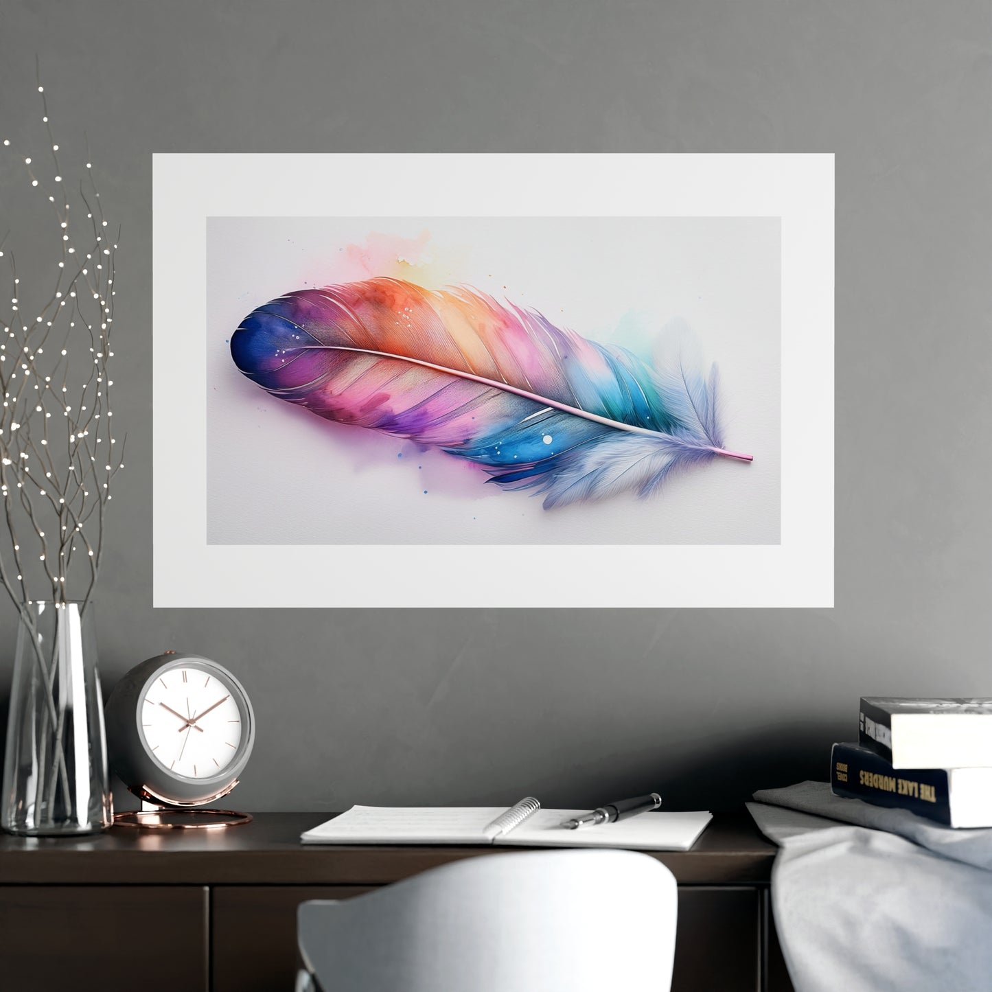 Vibrant Rainbow Feather Watercolor Print - 2 | Elegant Wall Art & Prints | Unique Home Decor | Wall Print | Wall Art