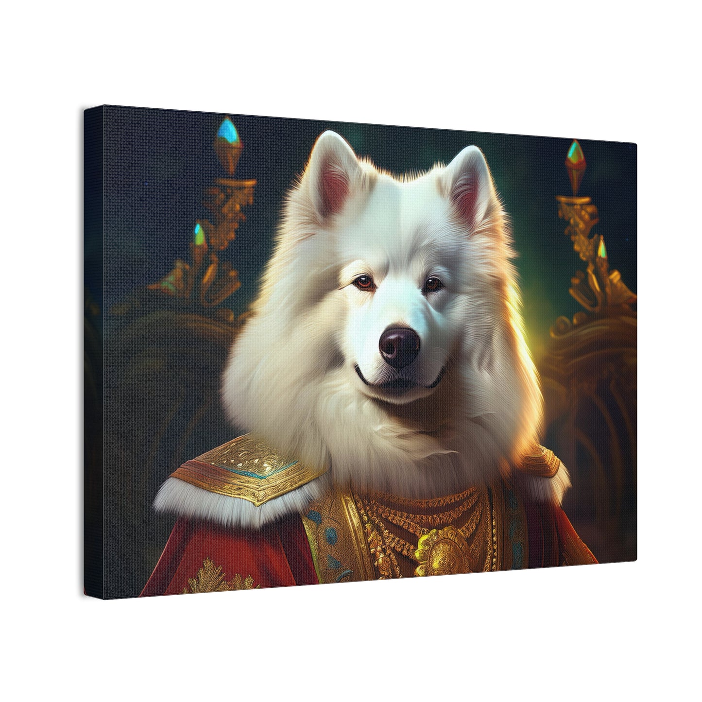 Regal Samoyed Canvas Art, Pet Wall Decor, Dog Portrait, Unique Home Decor, Animal Lover Gift, Noble Canine Wall Art