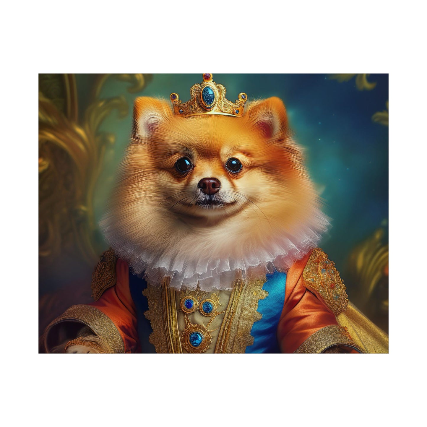 Pomeranian Renaissance Dog Portrait Art Print, Wall Decor Gift, Animal Lover Home Decor, Dog Wall Art