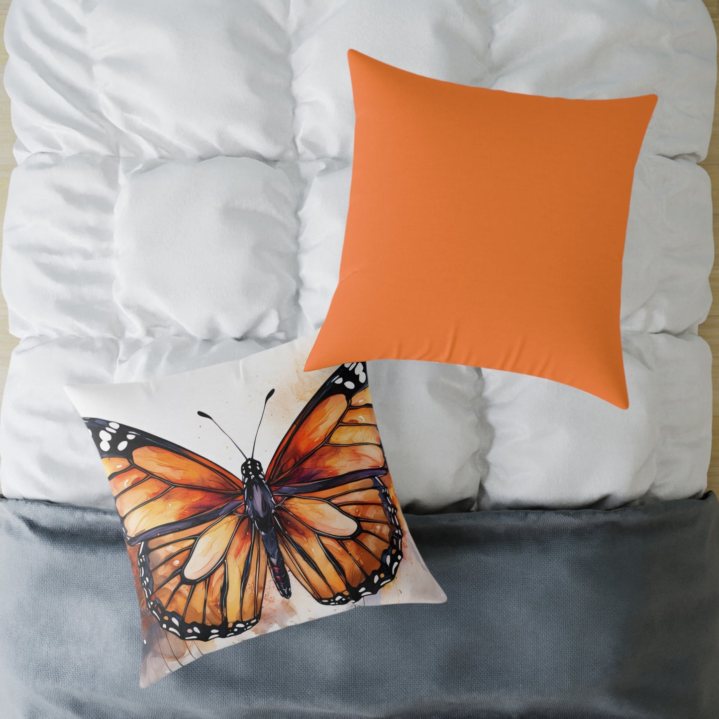 Butterfly Canvas Pillow, Monarch Butterfly Home Decor, Nature-Themed Cushion, Gift for Nature Lovers, Autumn Accent Pillow