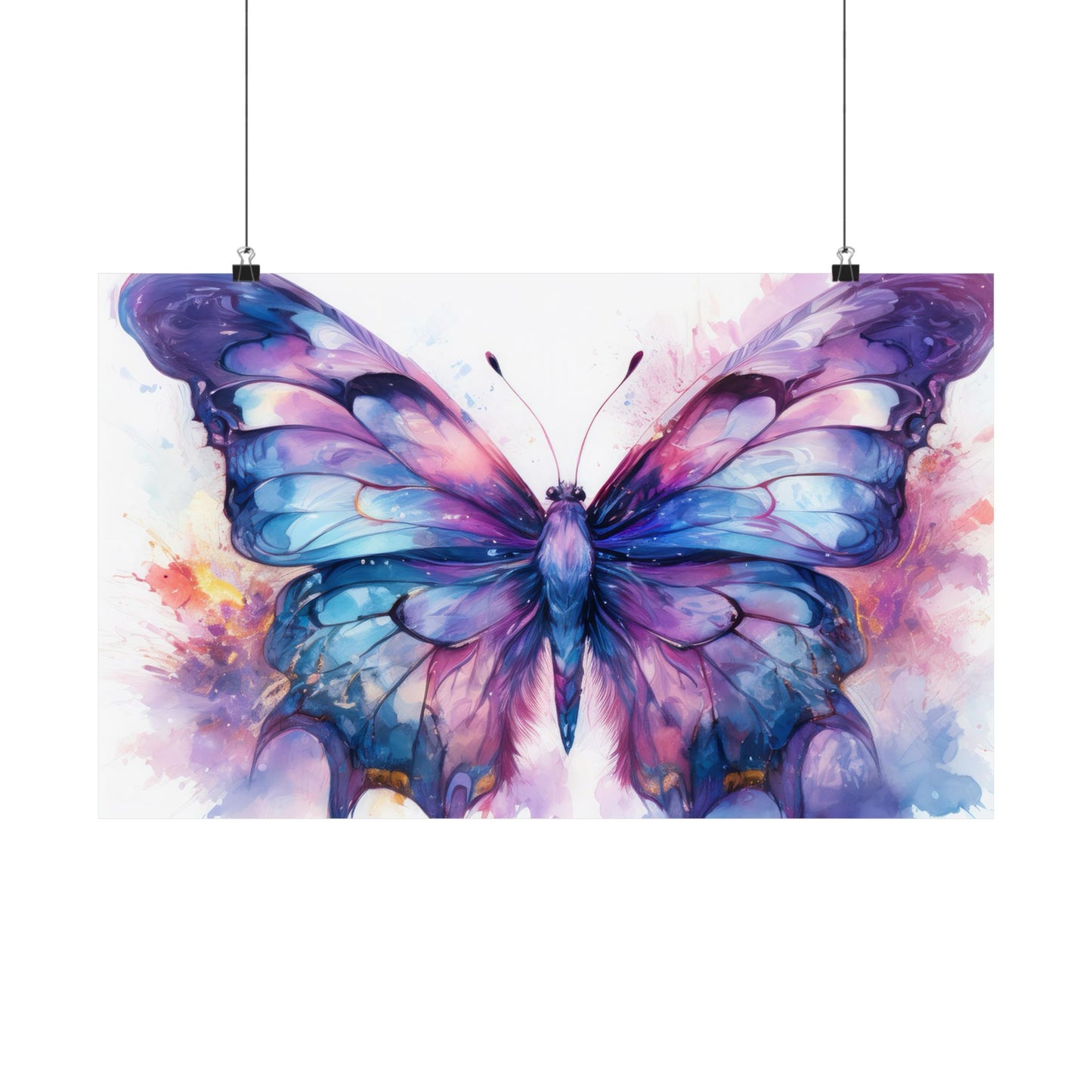 Blue & Purple Butterfly Alcohol Ink Wall Art | Butterfly wall art | Wall Art | Wall Print