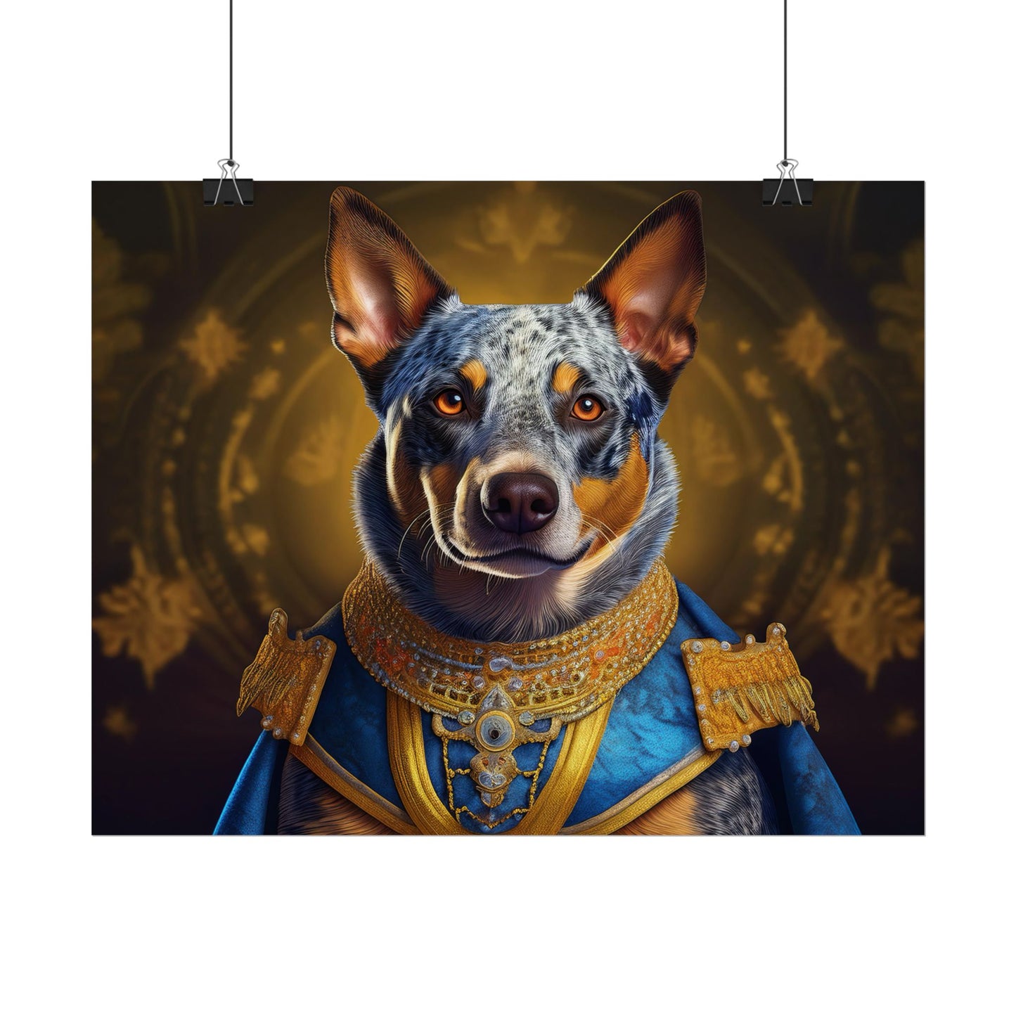 Australian Cattle Dog Renaissance Dog Portrait Wall Art | Art Print | Wall Decor Gift, Animal Lover Home Decor, Dog Wall Art
