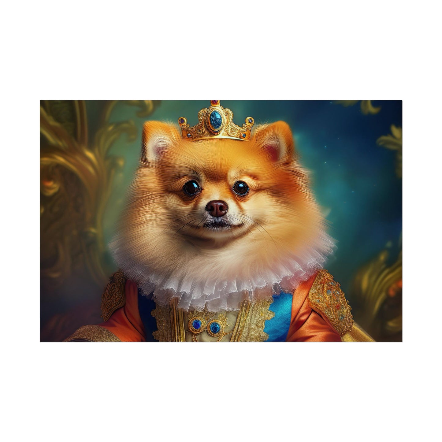 Pomeranian Renaissance Dog Portrait Art Print, Wall Decor Gift, Animal Lover Home Decor, Dog Wall Art