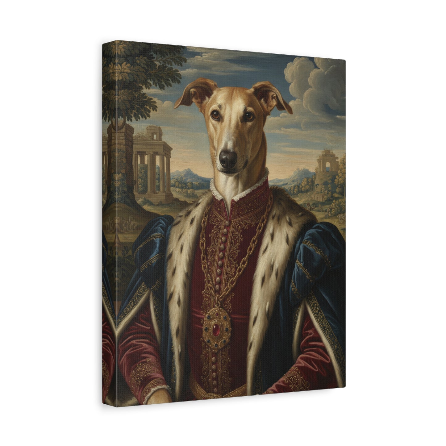 Azawakh Renaissance Portrait Canvas, Pet Lovers Decor, Animal Art Print, Dog Owner Gift, Custom Pet Artwork, Home Wall Art