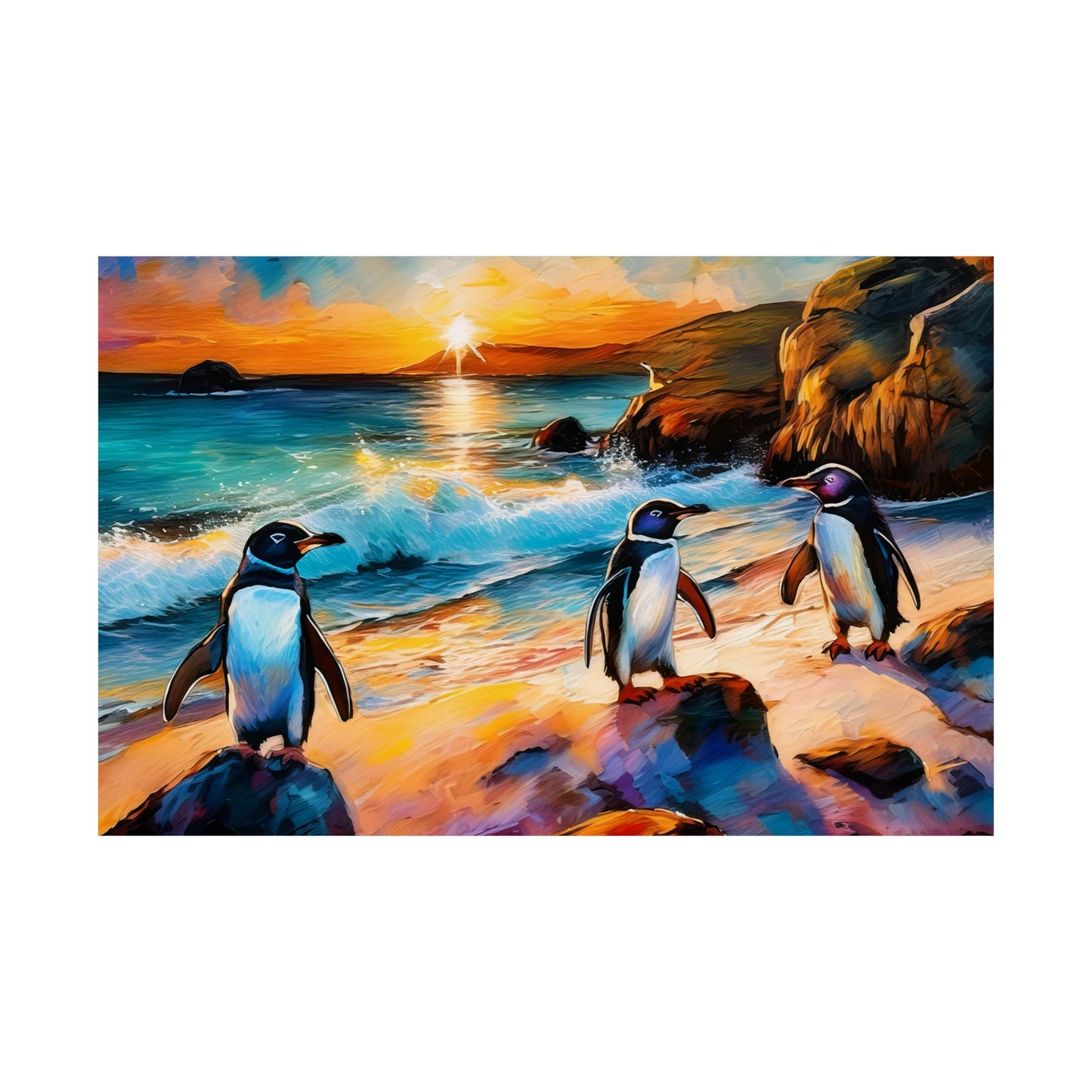 Philip Island Little Penguins Australia Wall Art | Vibrant Wall Print | Unique Painting Print | Style 1 | Wall Art | Wall Print