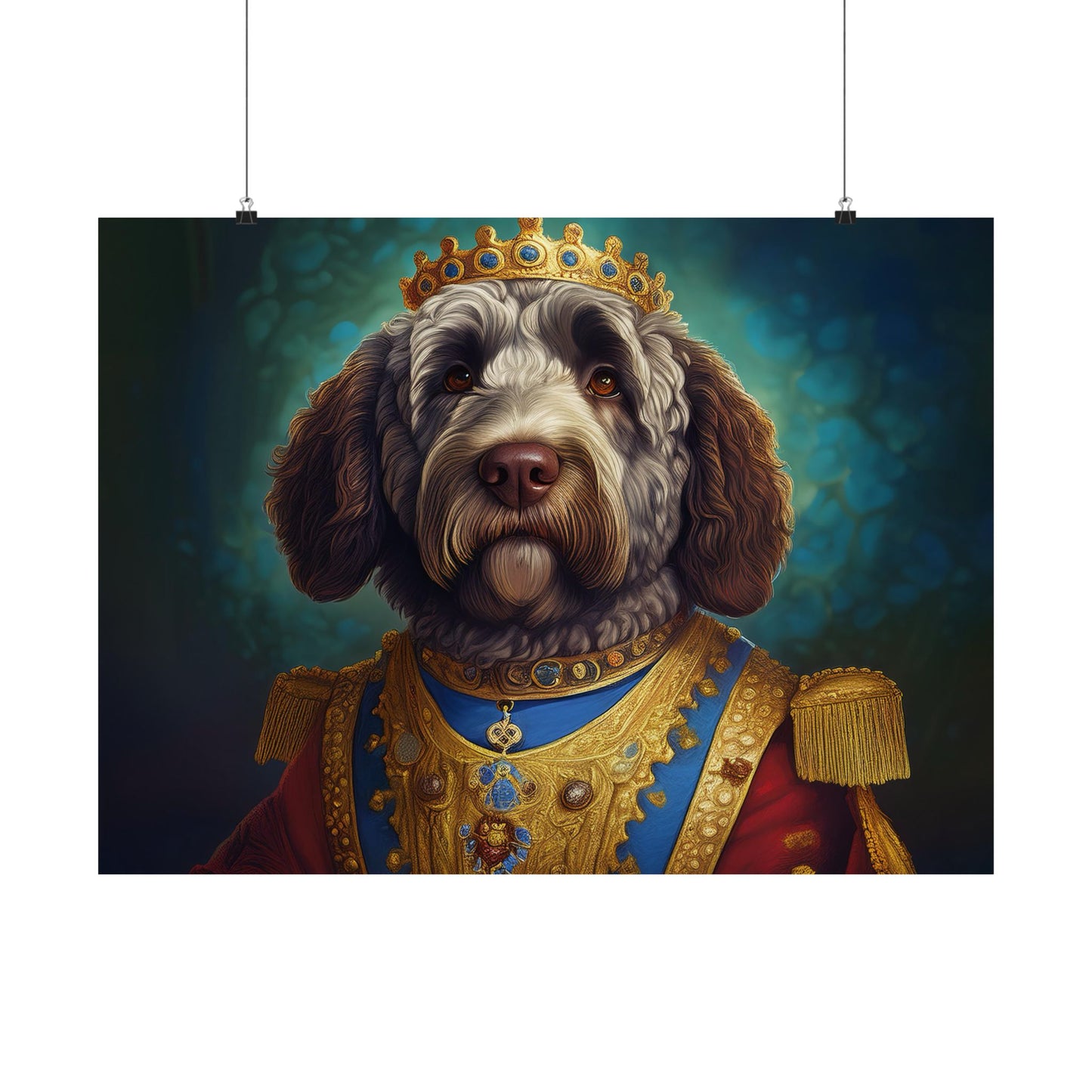Portuguese Water Dog Renaissance Portrait Art Print, Wall Decor Gift, Animal Lover Home Decor, Dog Wall Art