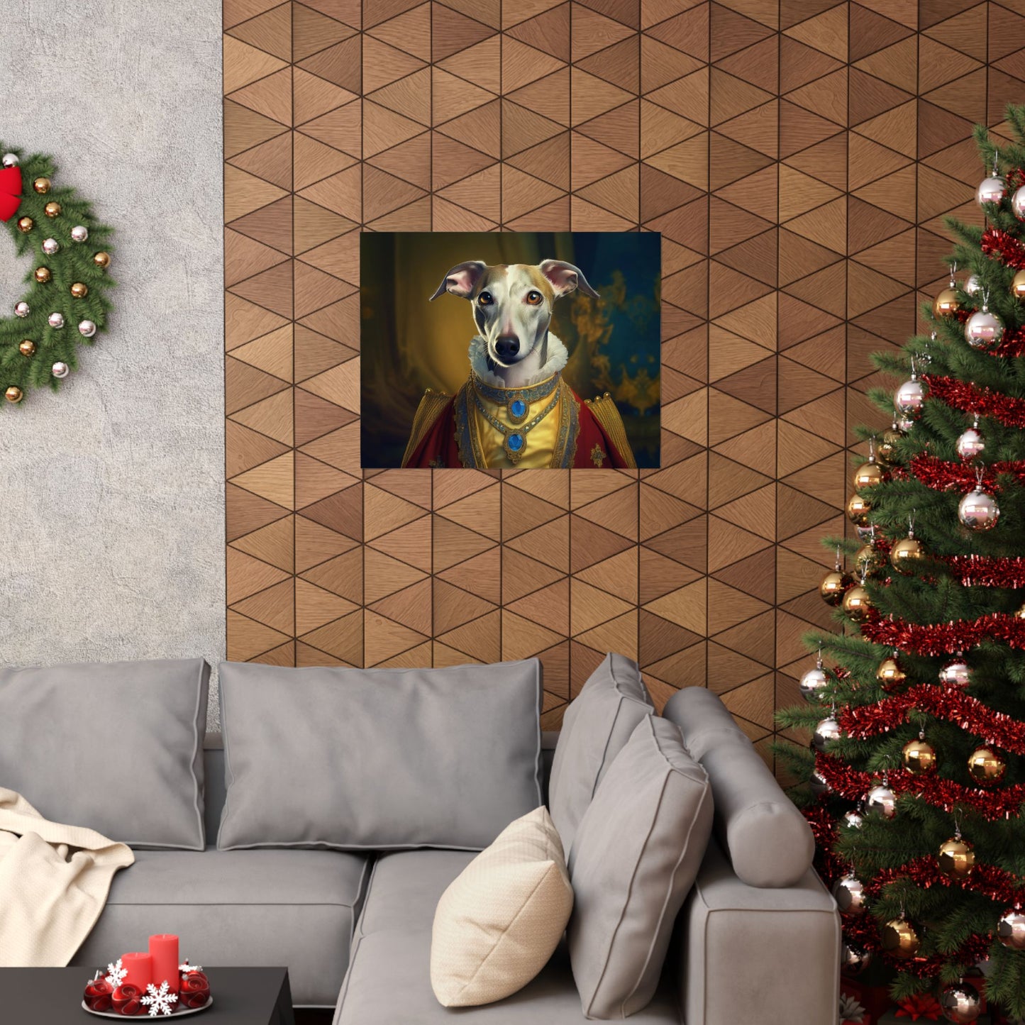 Whippet Dog Renaissance Pet Portrait Print, Whippet Art, Canine Decor, Dog Memorial Gift, wall print, wall art