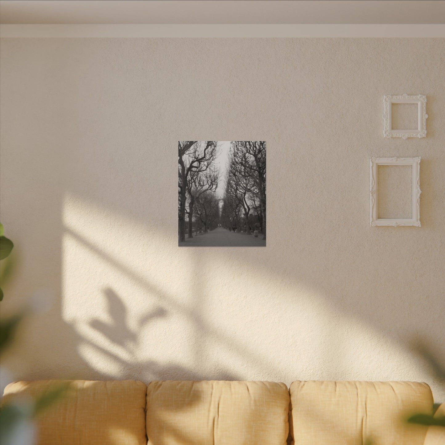 Paris Pathway Canvas Art Print - Black and White Tree Wall Print | Wall Art | Wall Print