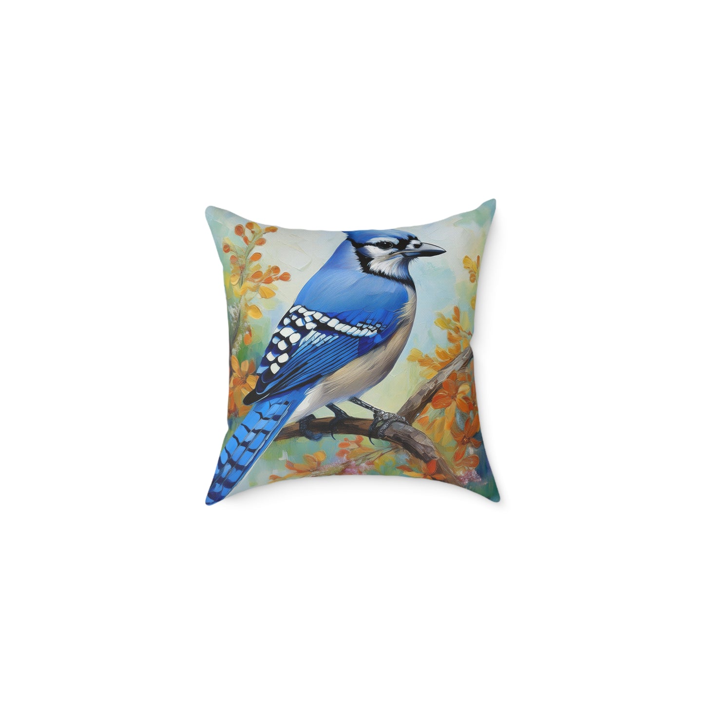 Vibrant Blue Jay Bird Throw Pillow, Nature Decor, Home Accent, Gift for Bird Lovers, Cozy Living Room Cushion