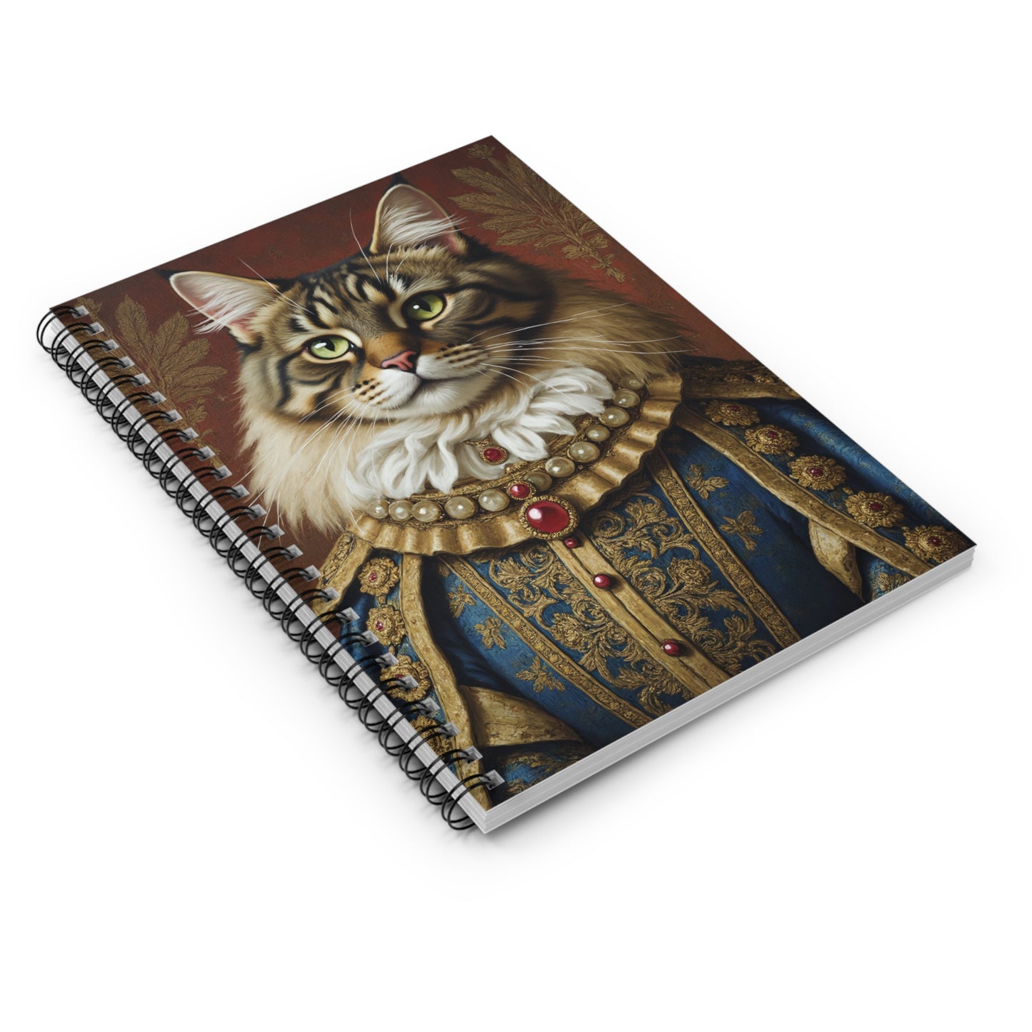 Regal Maine Coon Renaissance Portrait Cat Art Notebook - Perfect Gift for Cat Lovers, Journal, Sketchbook, Note-Taking, Home Office Decor