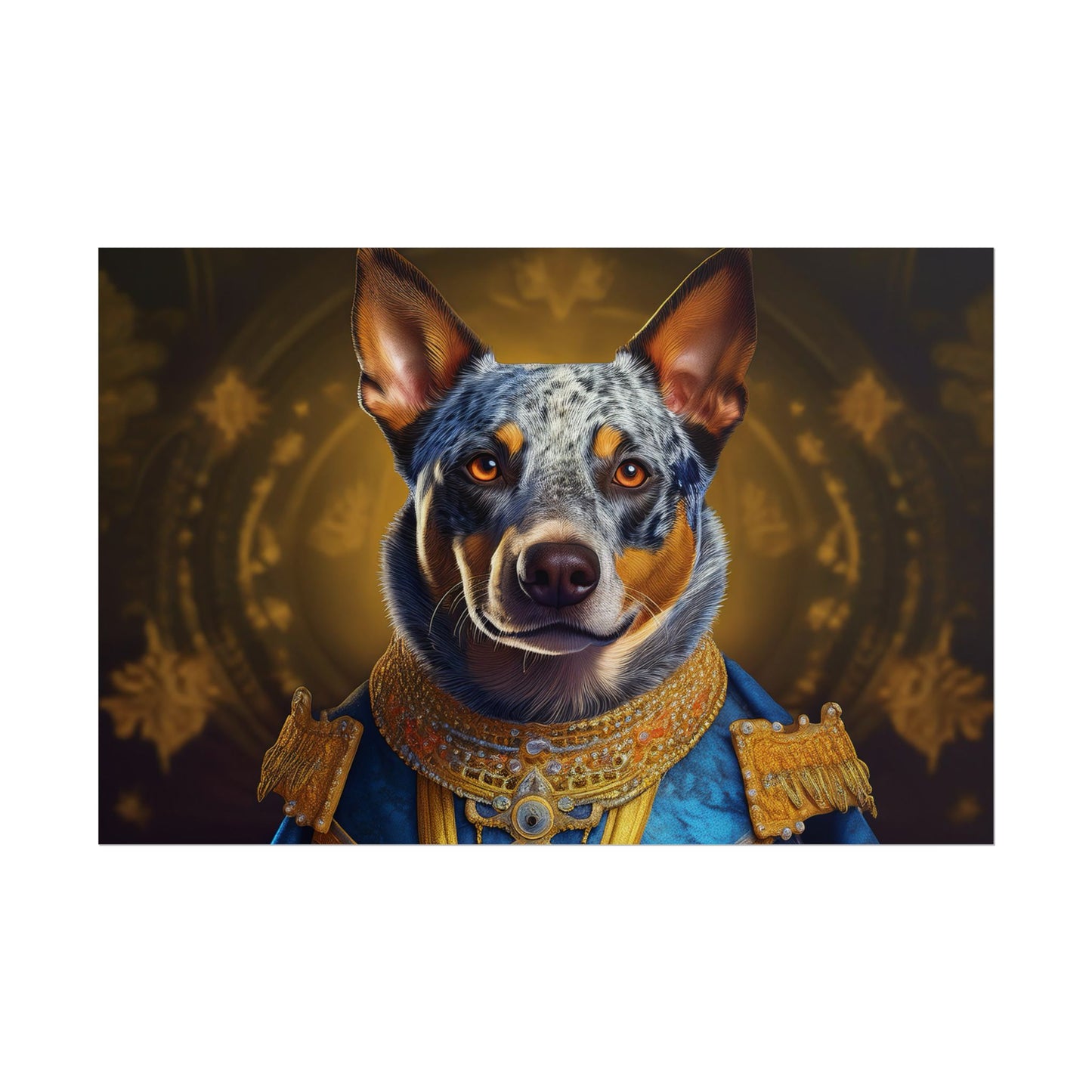 Australian Cattle Dog Renaissance Dog Portrait Wall Art | Art Print | Wall Decor Gift, Animal Lover Home Decor, Dog Wall Art