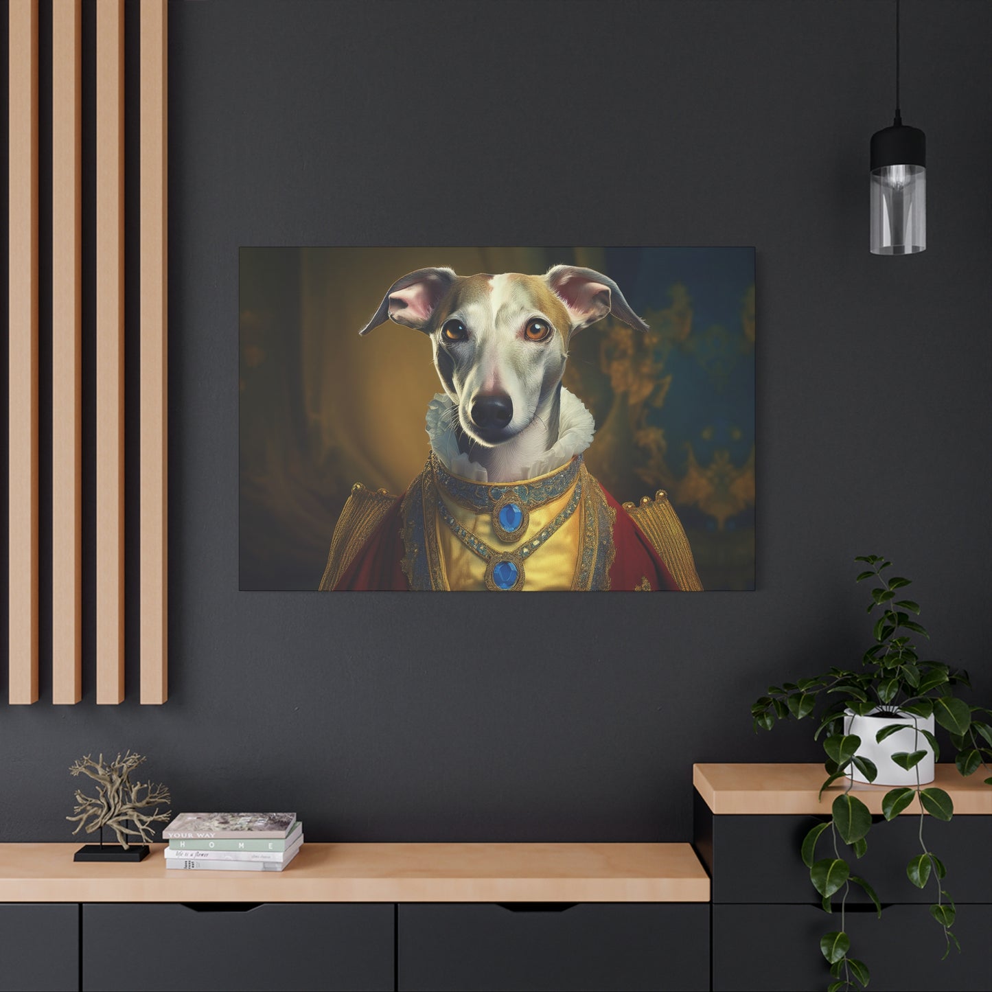Whippet Renaissance Pet Portrait Print - Canvas, wall art, wall print, dog portrait, dog art