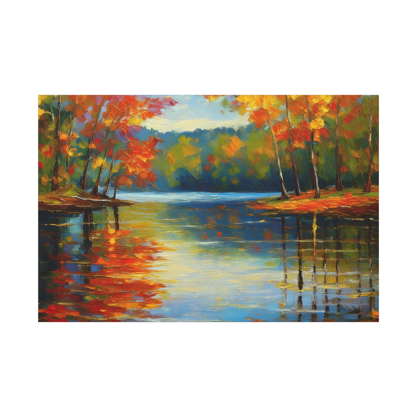 Fall Changing Leaves on a Lake Canvas Print | Style 2 | Wall Art | Wall Print | Fall Decor