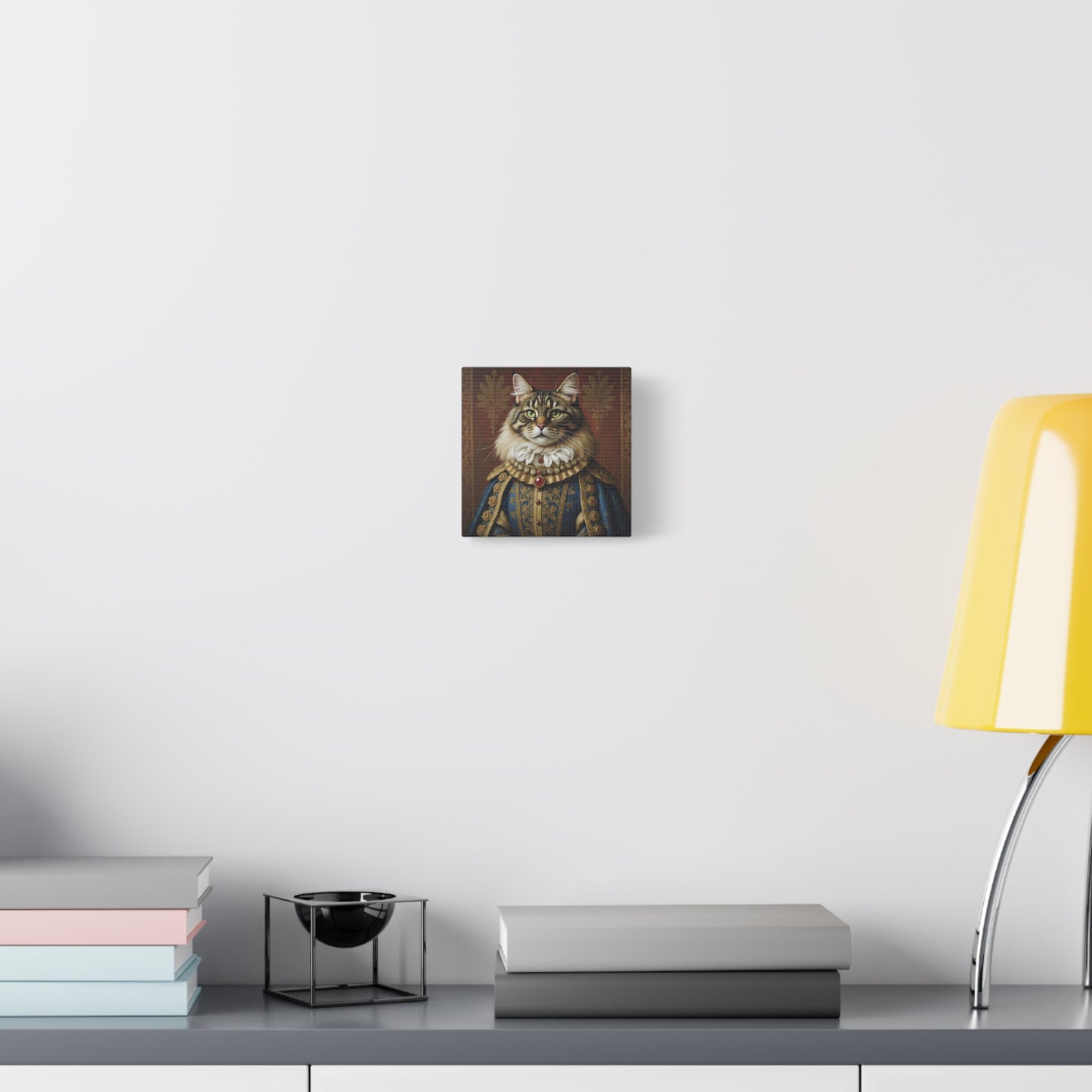 Maine Coon Renaissance Cat Portrait on Canvas Wall Art, Cat Lover Gift, Home Decor, Pet Art, Unique Artwork for Cat Owners, Feline Wall Decoration
