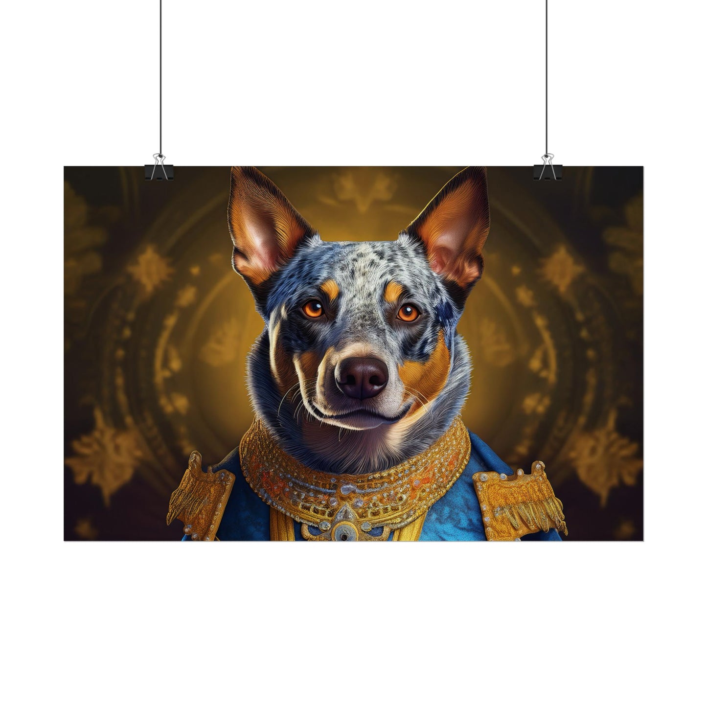 Australian Cattle Dog Renaissance Dog Portrait Wall Art | Art Print | Wall Decor Gift, Animal Lover Home Decor, Dog Wall Art
