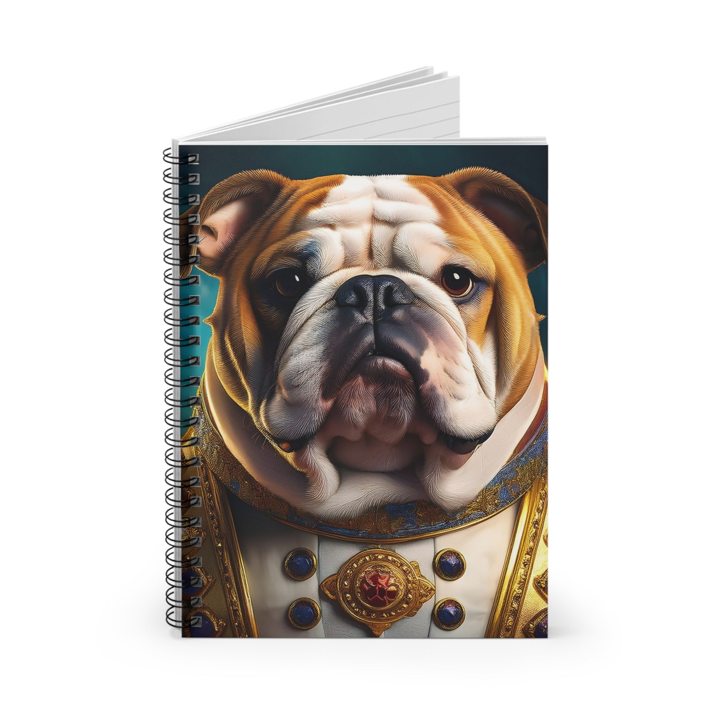 English Bulldog Renaissance Pet Portrait Spiral Notebook, Writing Journal, Note-Taking, Unique Dog Lover Gift