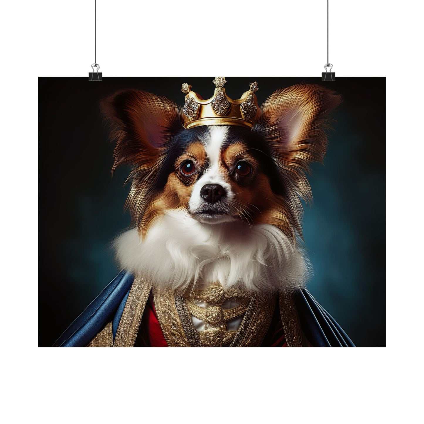 Papillon Renaissance Pet Portrait Print, Papillon Art Print, wall art, wall print