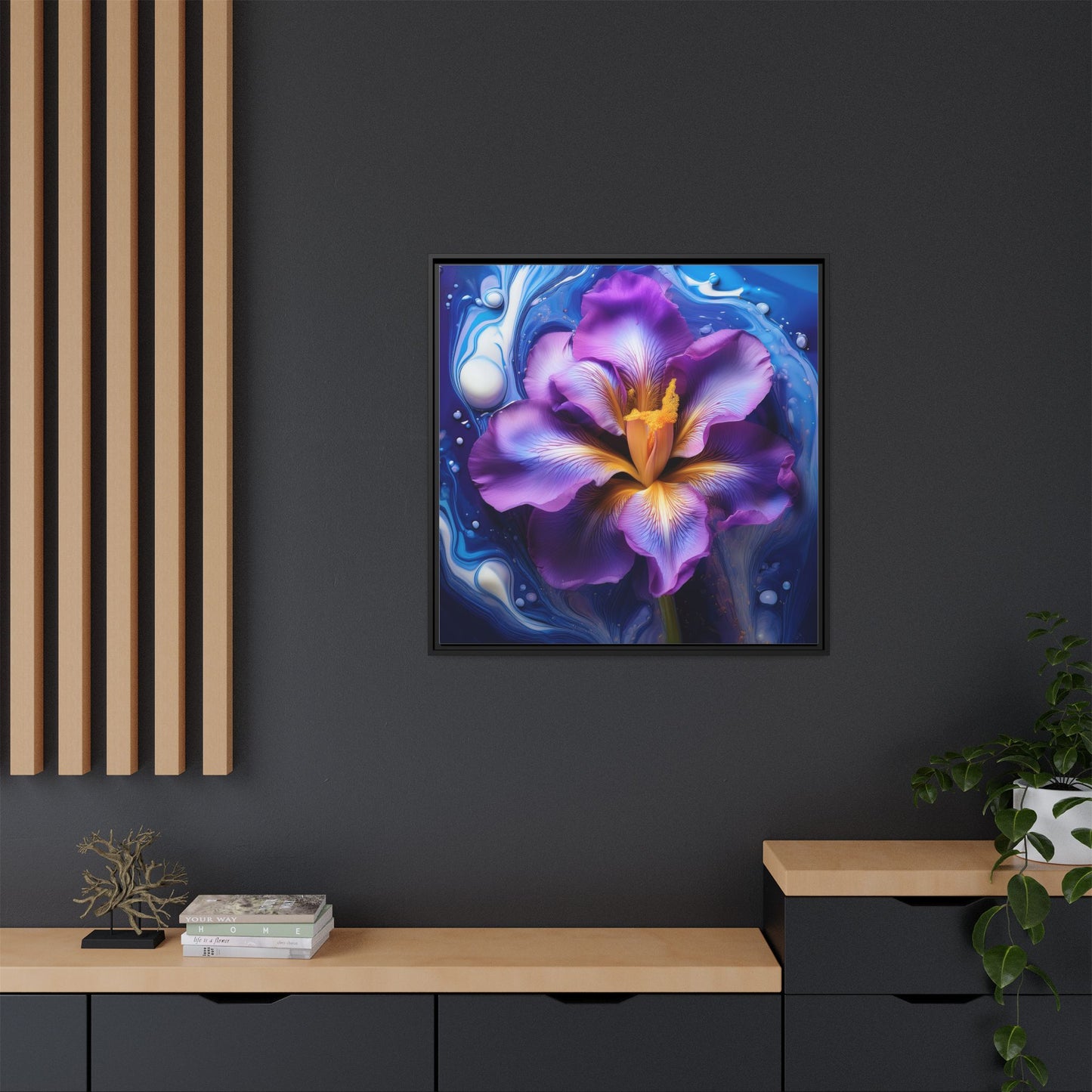 Abstract Iris - Style 2 - Floral Framed Canvas, Wall Print, wall art, botanical art