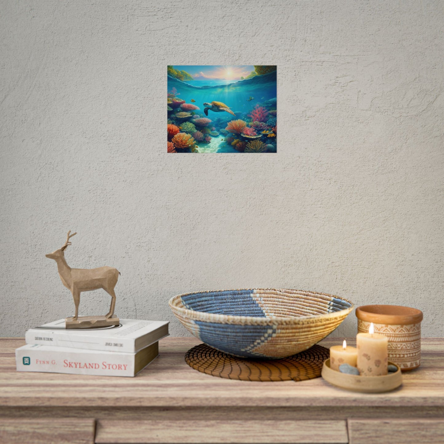 Turtle in the Great Barrier Reef Australia Coastal Print | Style 1 | Wall Art | Wall Print