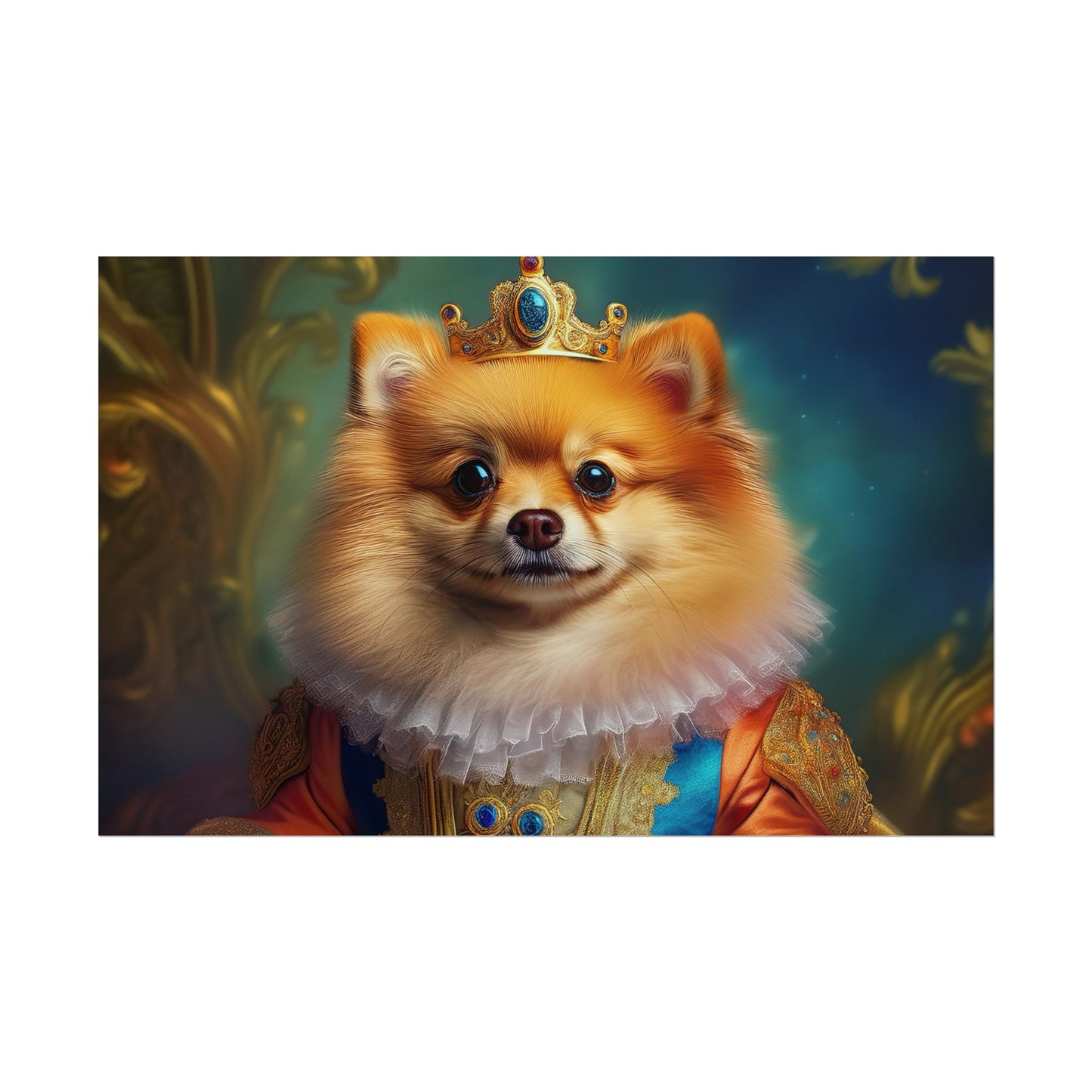 Pomeranian Renaissance Dog Portrait Art Print, Wall Decor Gift, Animal Lover Home Decor, Dog Wall Art