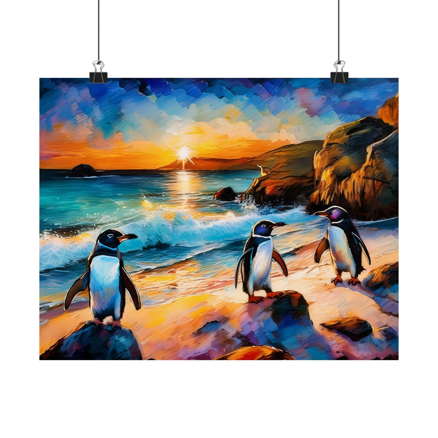Philip Island Little Penguins Australia Wall Art | Vibrant Wall Print | Unique Painting Print | Style 1 | Wall Art | Wall Print