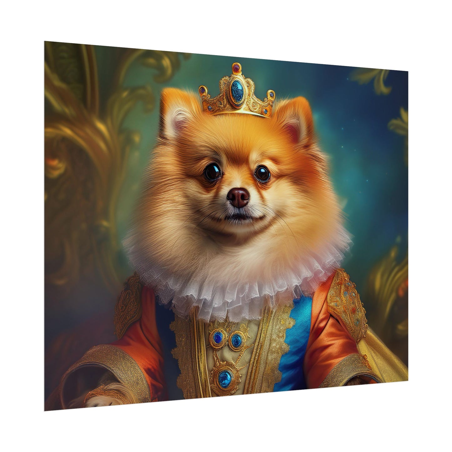 Pomeranian Renaissance Dog Portrait Art Print, Wall Decor Gift, Animal Lover Home Decor, Dog Wall Art