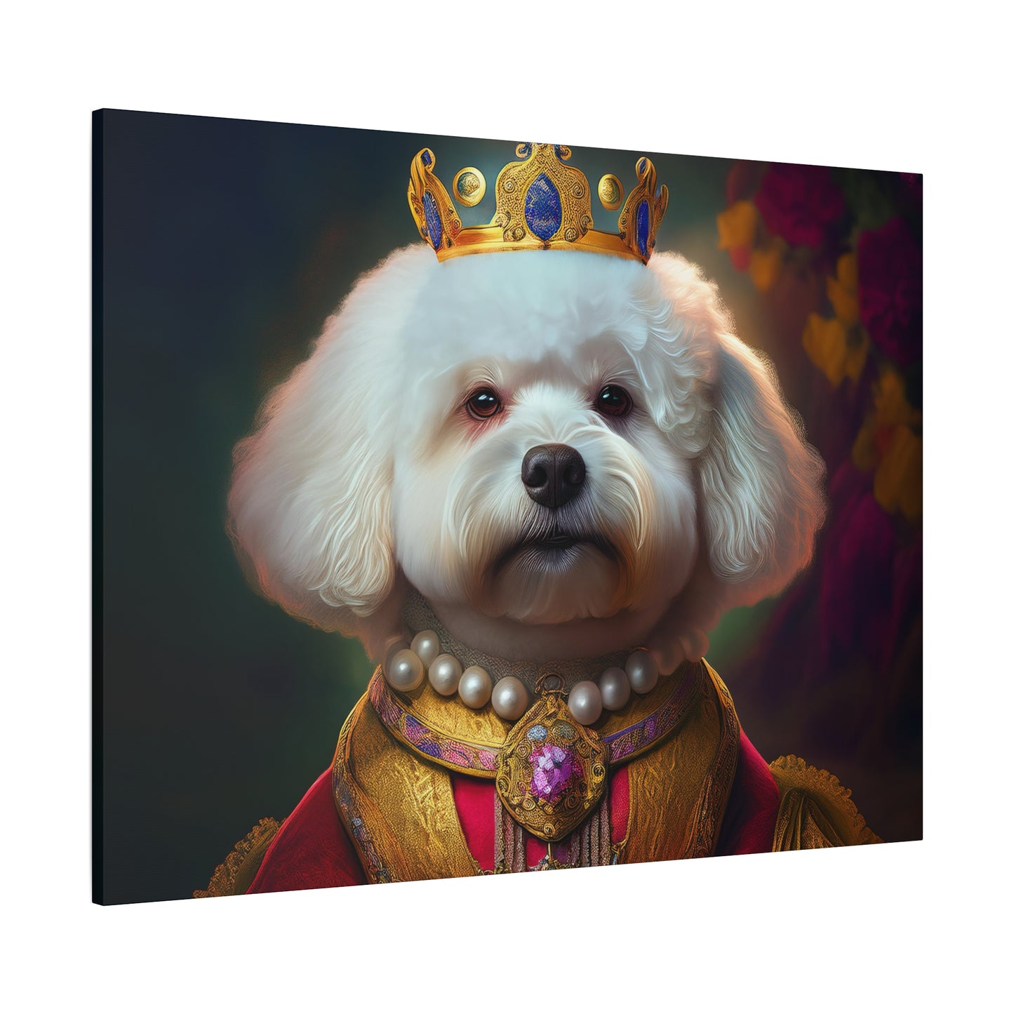 Bichon Frise Renaissance Pet Portrait on Canvas | Wall art | wall print | Dog Art