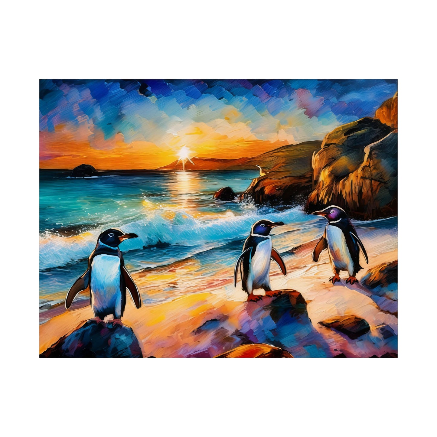 Philip Island Little Penguins Australia Wall Art | Vibrant Wall Print | Unique Painting Print | Style 1 | Wall Art | Wall Print