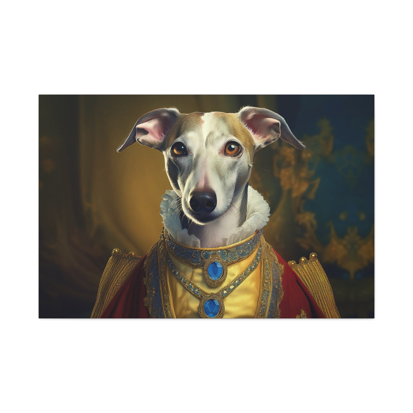 Whippet Renaissance Pet Portrait Print - Canvas, wall art, wall print, dog portrait, dog art
