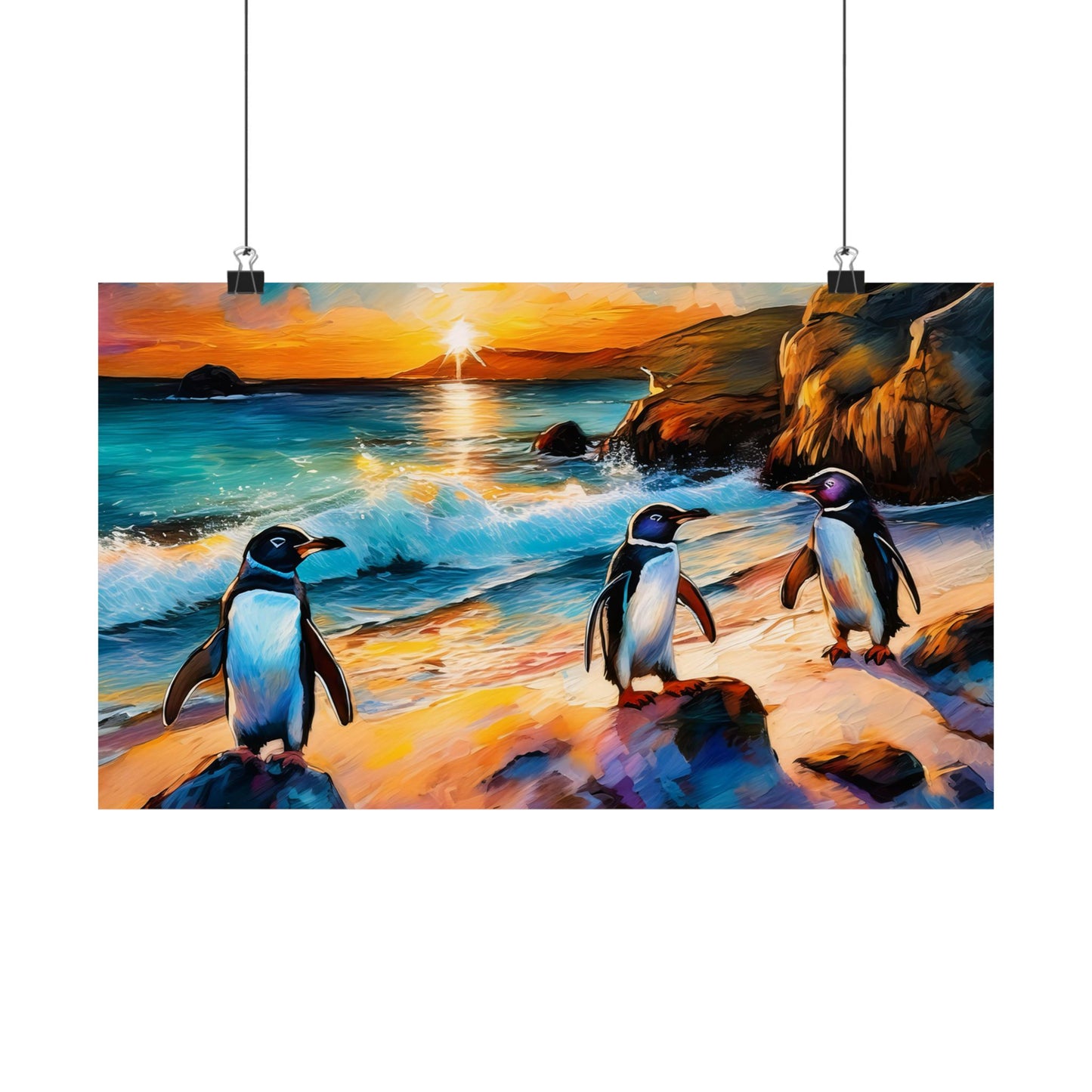Philip Island Little Penguins Australia Wall Art | Vibrant Wall Print | Unique Painting Print | Style 1 | Wall Art | Wall Print