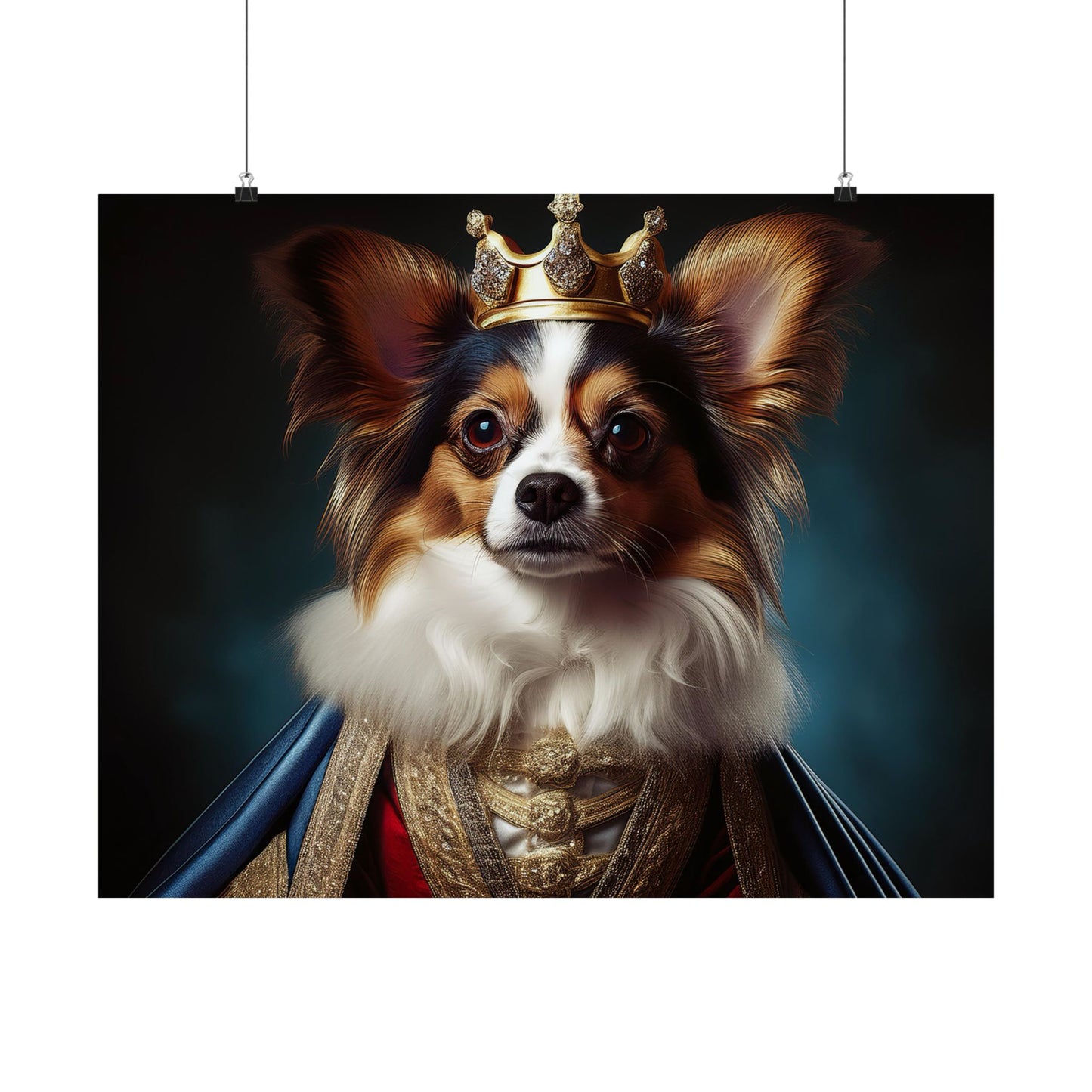 Papillon Renaissance Pet Portrait Print, Papillon Art Print, wall art, wall print