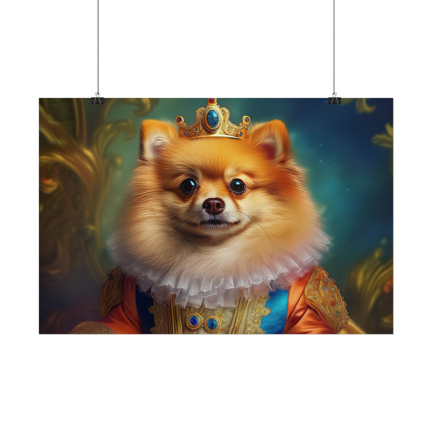 Pomeranian Renaissance Dog Portrait Art Print, Wall Decor Gift, Animal Lover Home Decor, Dog Wall Art