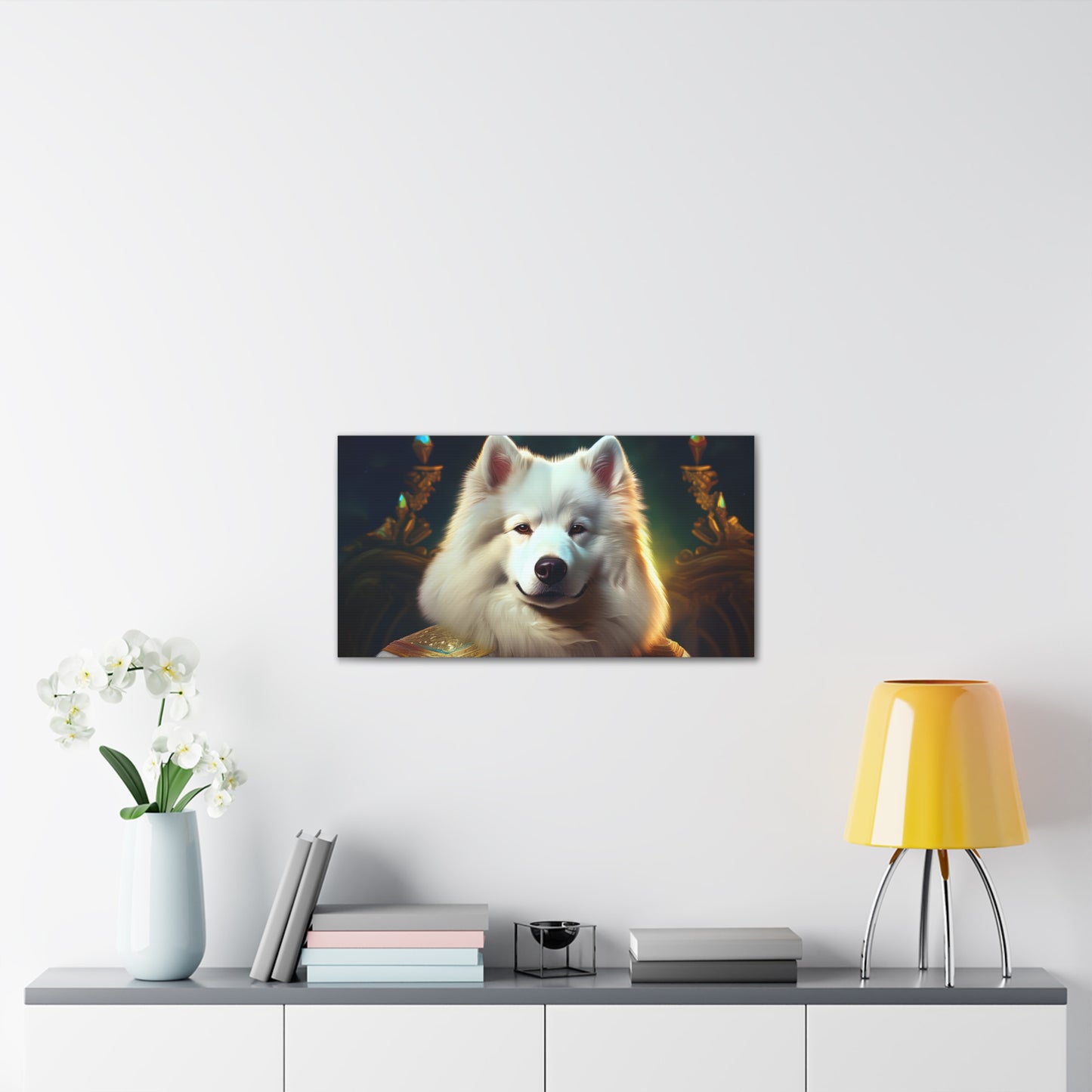 Regal Samoyed Canvas Art, Pet Wall Decor, Dog Portrait, Unique Home Decor, Animal Lover Gift, Noble Canine Wall Art