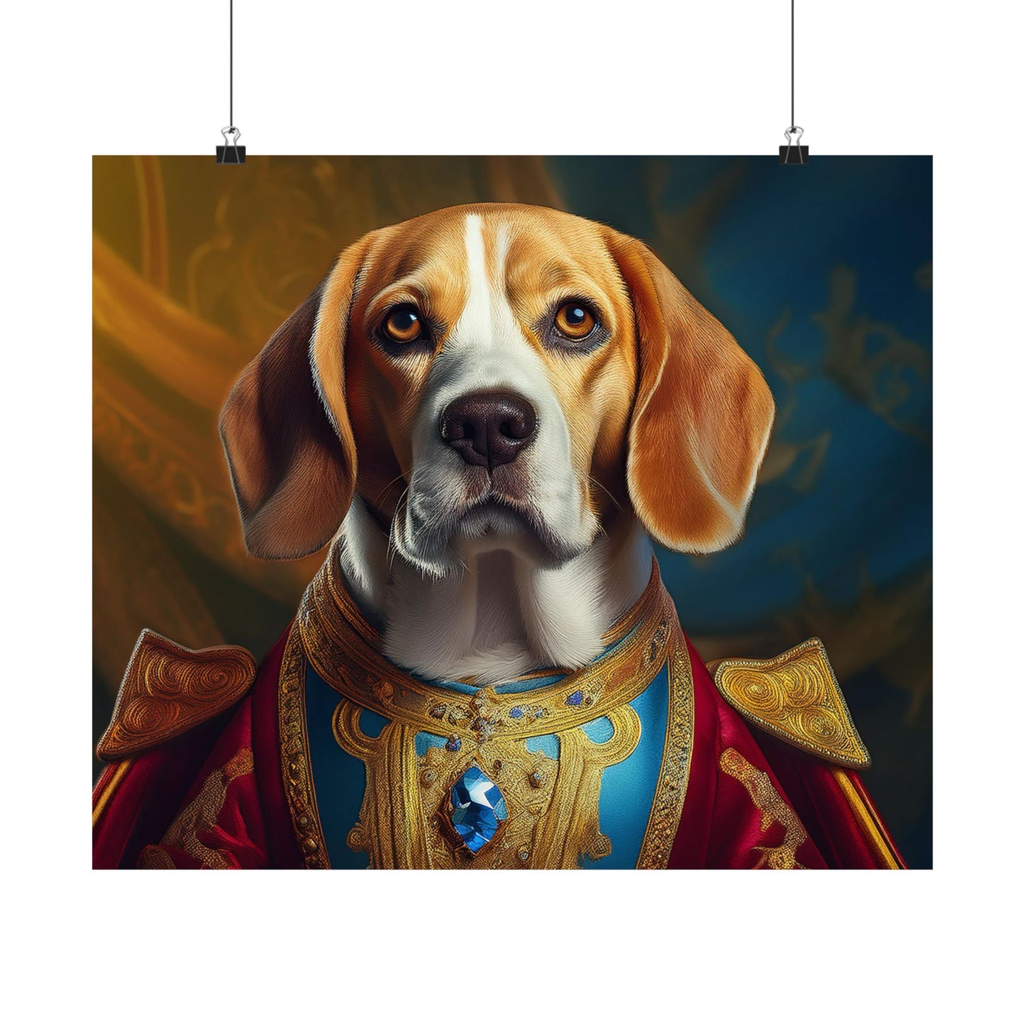 Beagle Renaissance Dog Portrait Art Print, Wall Decor Gift, Wall Prints, Wall Art