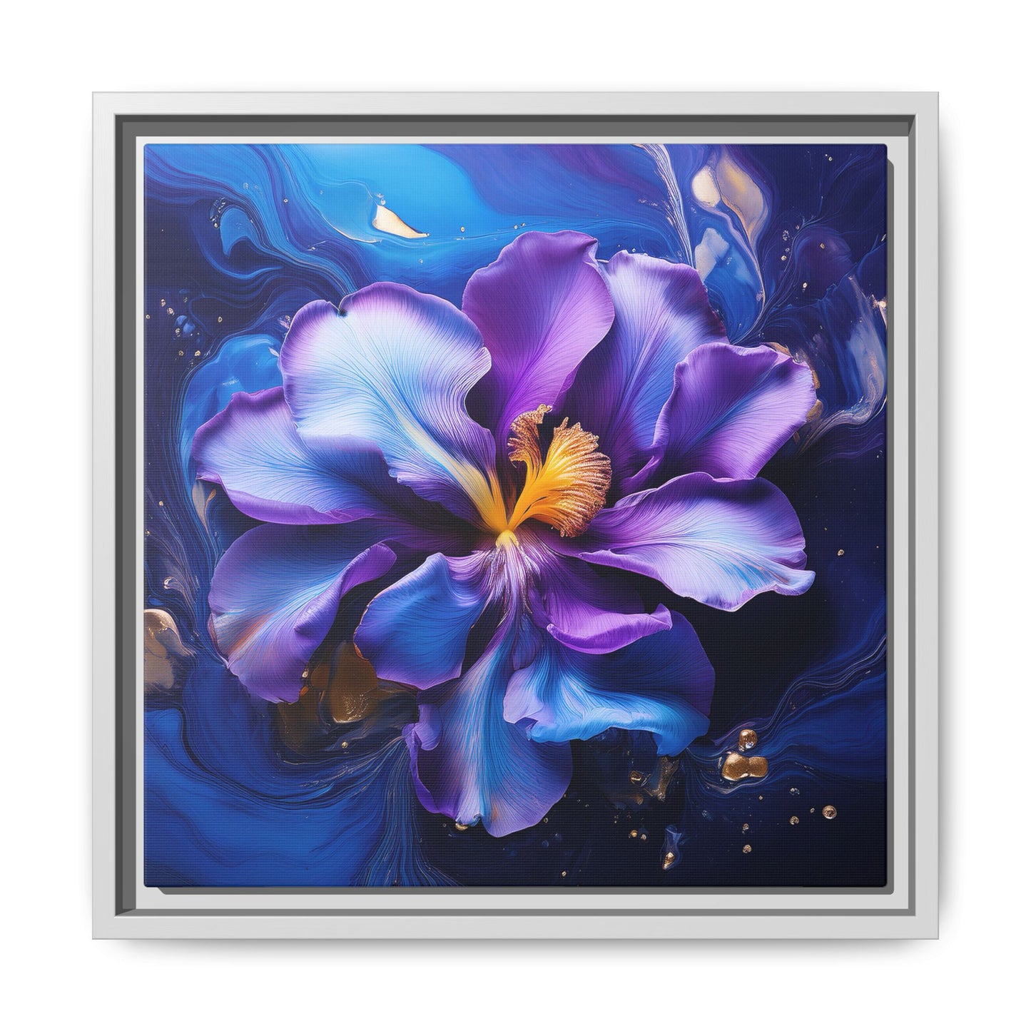 Abstract Iris Floral Square Framed Print - 02