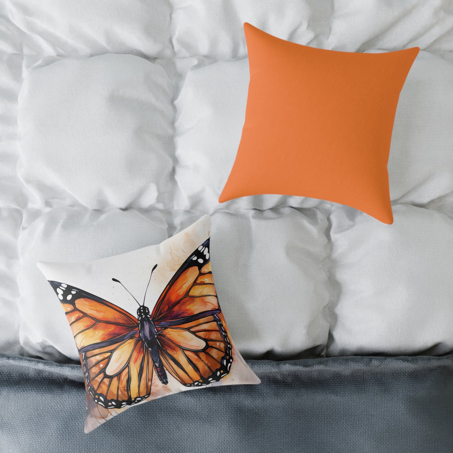Butterfly Canvas Pillow, Monarch Butterfly Home Decor, Nature-Themed Cushion, Gift for Nature Lovers, Autumn Accent Pillow
