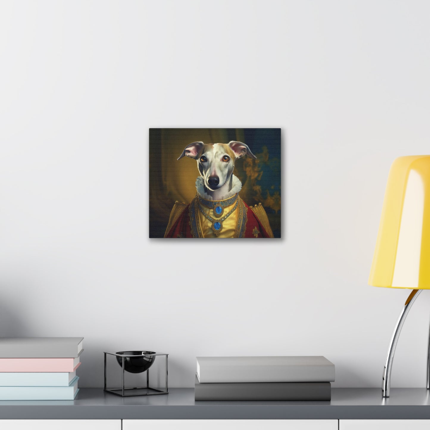 Whippet Pet Portrait Renaissance Print - Canvas, wall art, wall print, dog portrait, dog art