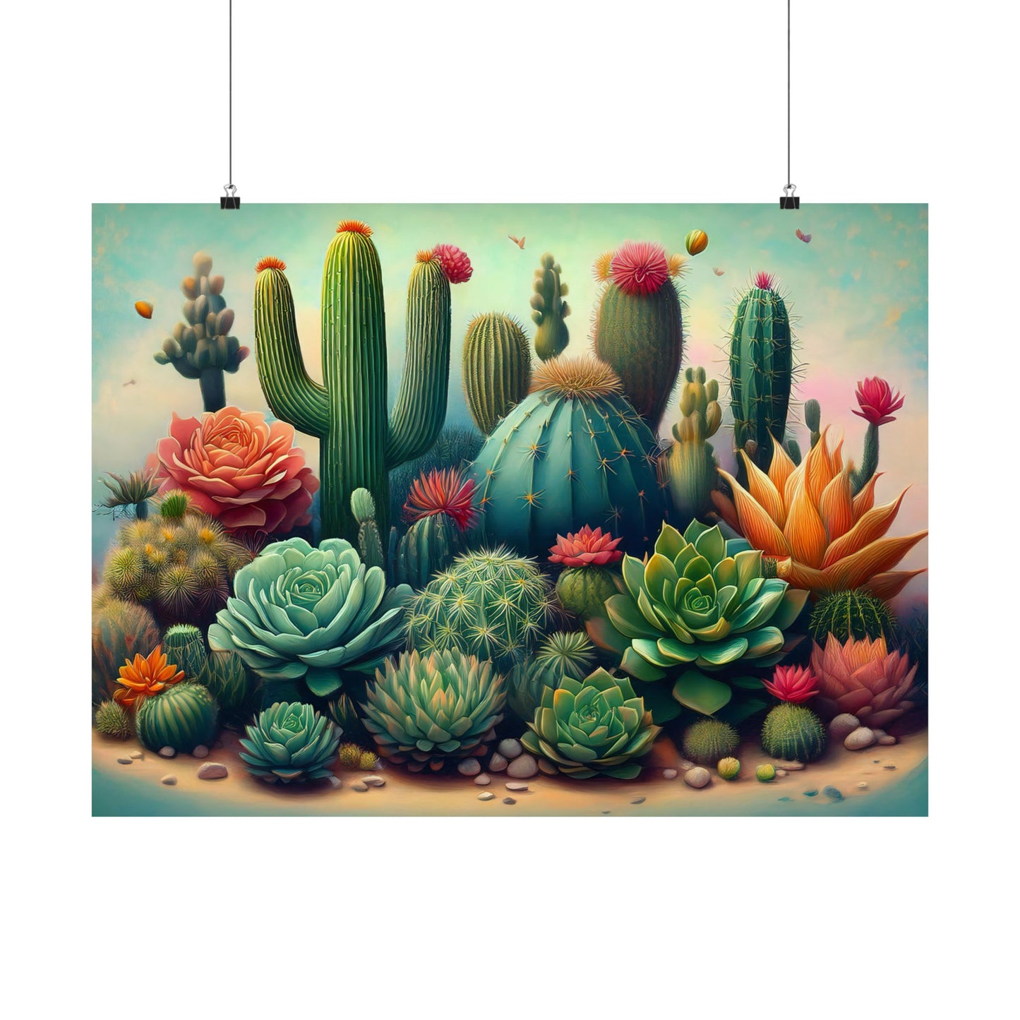 Abstract Cacti and Succulent Desert Garden Color Print | Wall Art | Wall Print